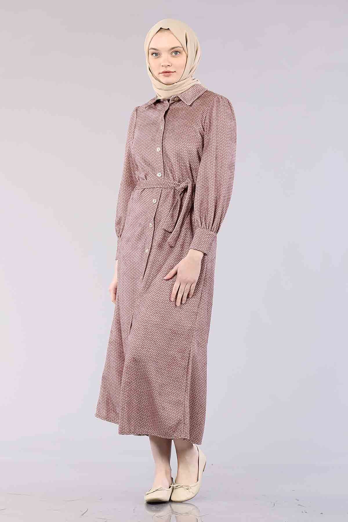 5502 K.çizgi Elbise 38-46 - Gul - 3