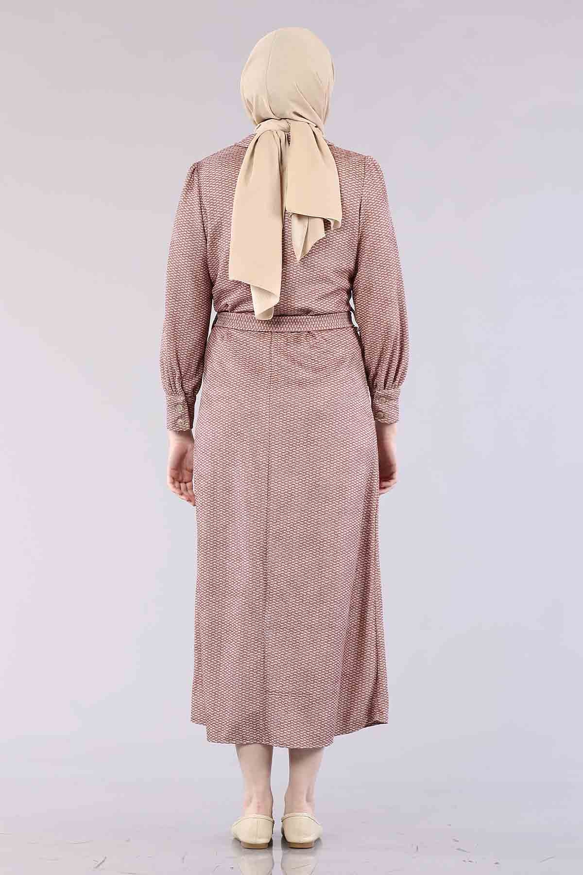 5502 K.çizgi Elbise 38-46 - Gul - 4