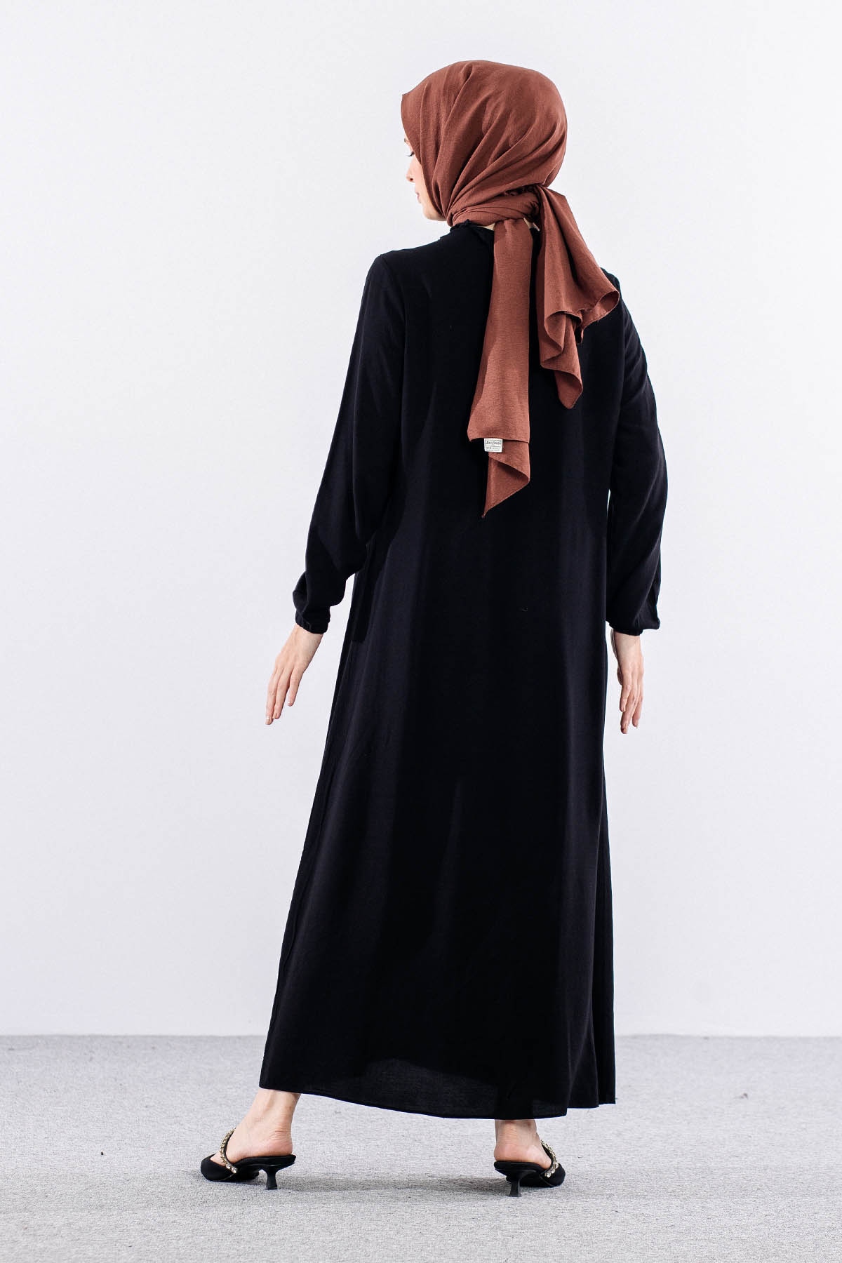 562 Elbise 1-2-3 Fıle Garnı & Nervur Detay Vıscon - Siyah - 6