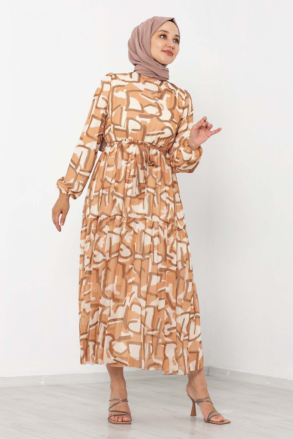5624 Bb Elbise 44-52 Tbl - Camel - 1