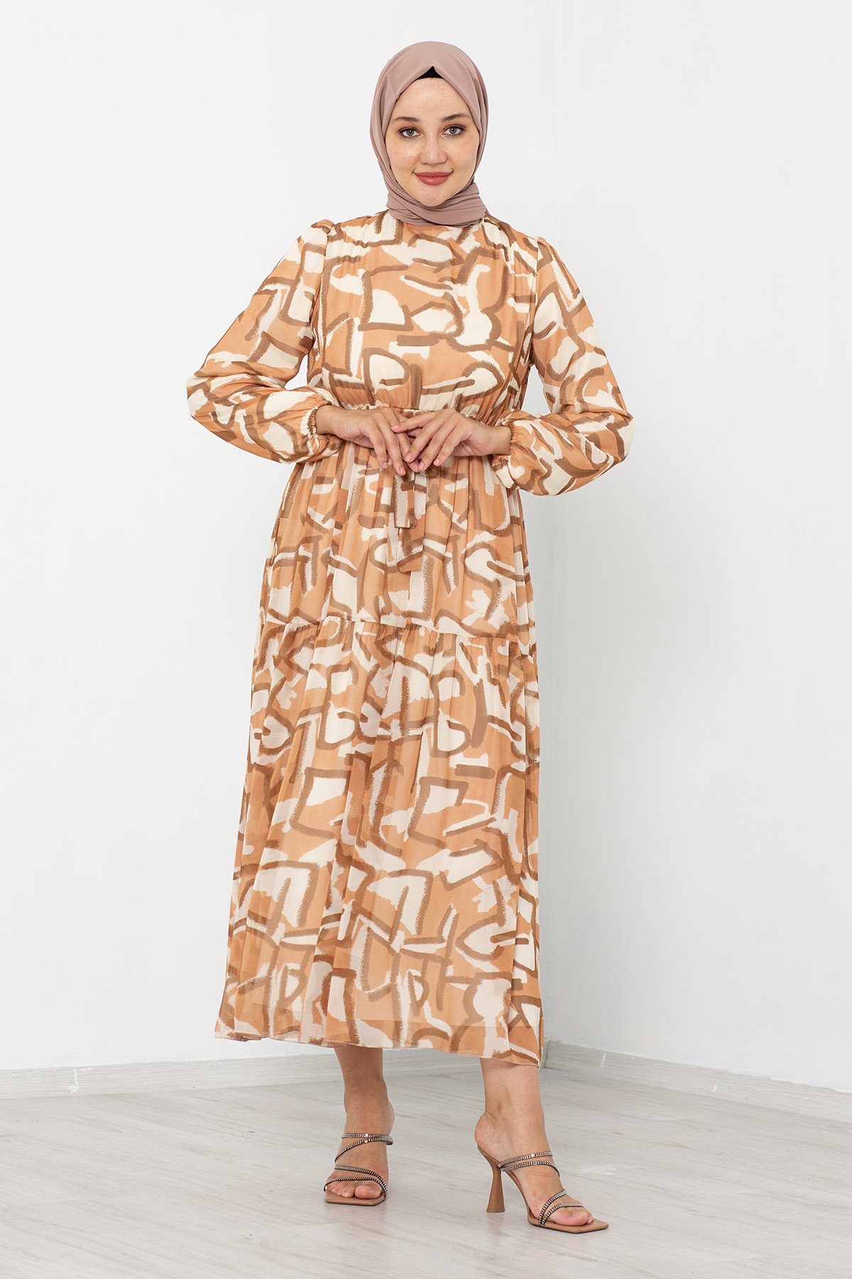 5624 Bb Elbise 44-52 Tbl - Camel - 2