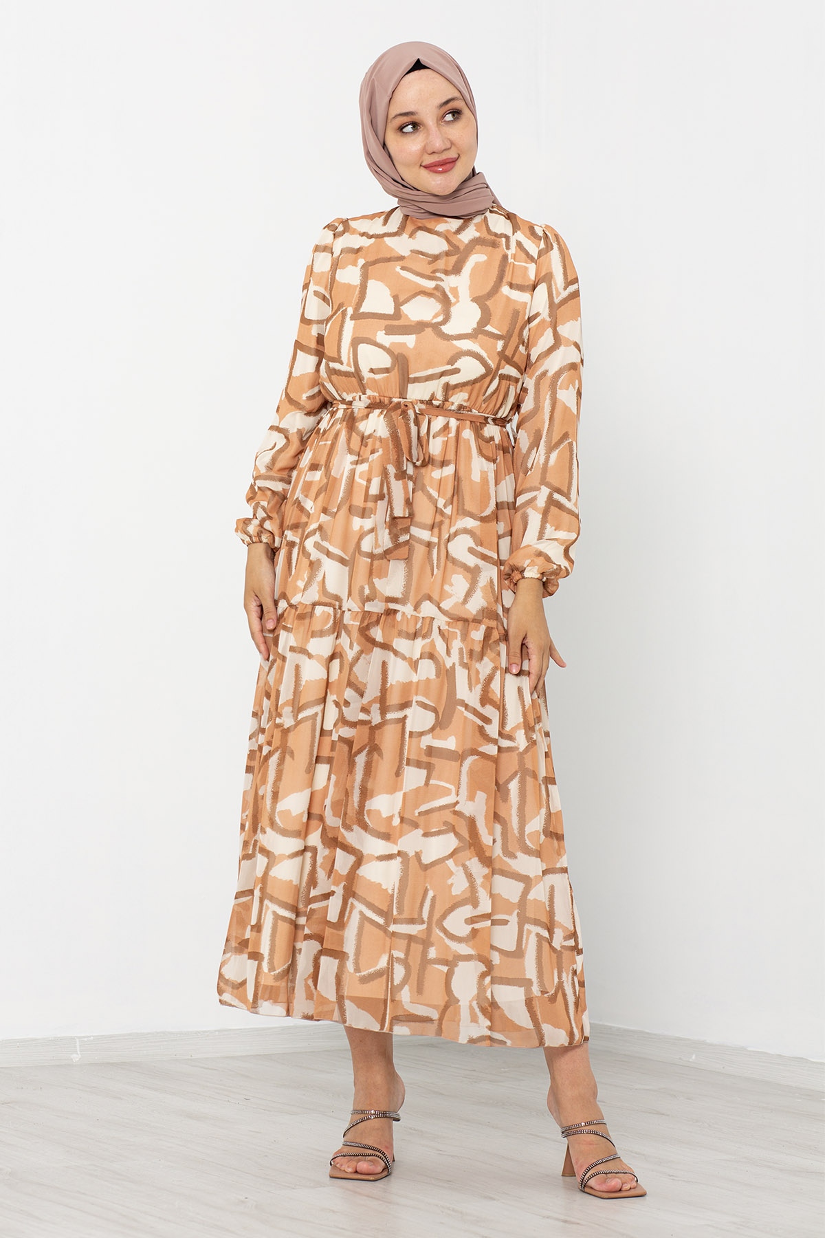 5624 Bb Elbise 44-52 Tbl - Camel - 3