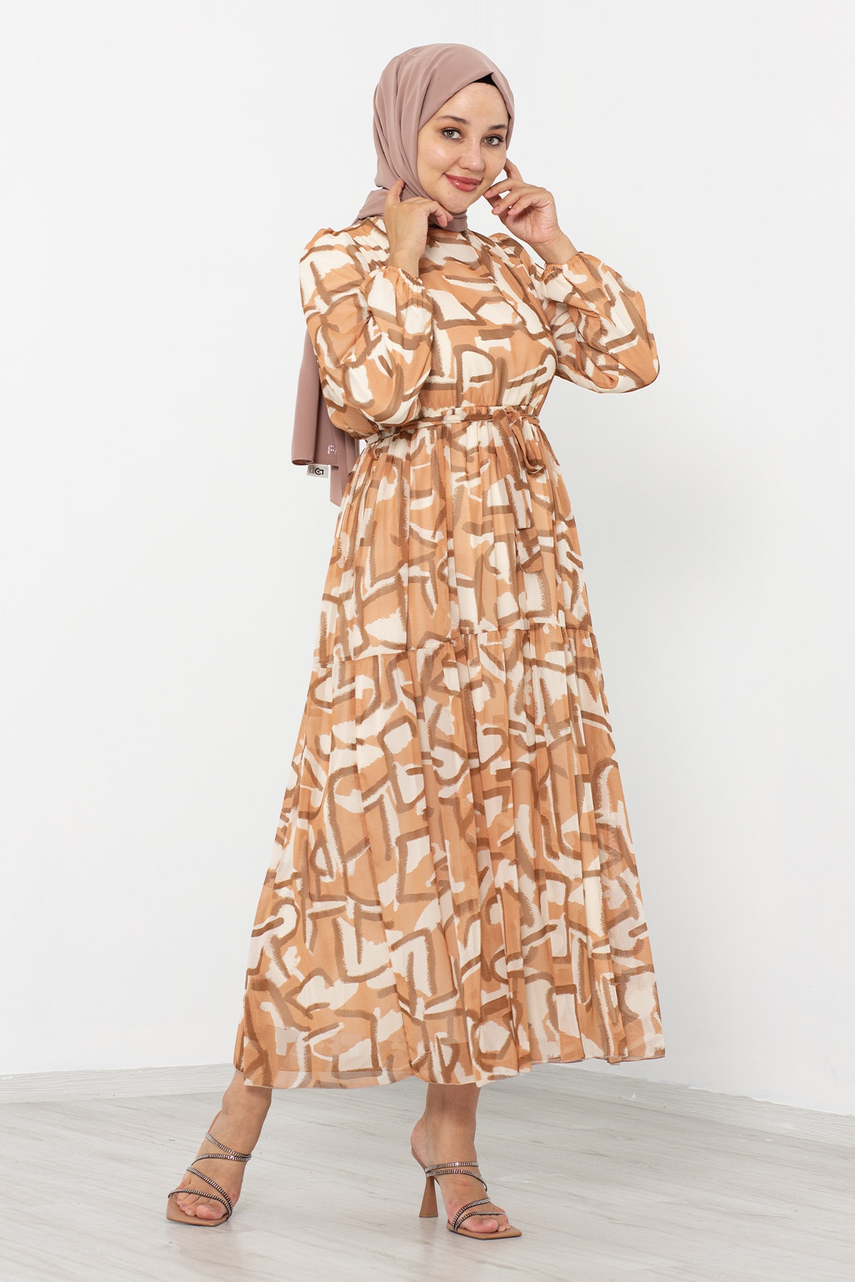5624 Bb Elbise 44-52 Tbl - Camel - 4