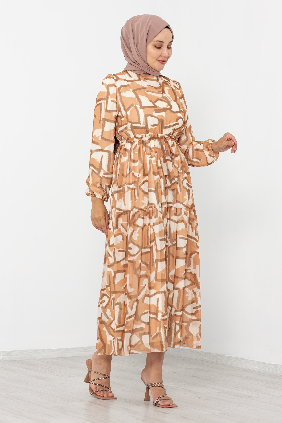 5624 Bb Elbise 44-52 Tbl - Camel - 5