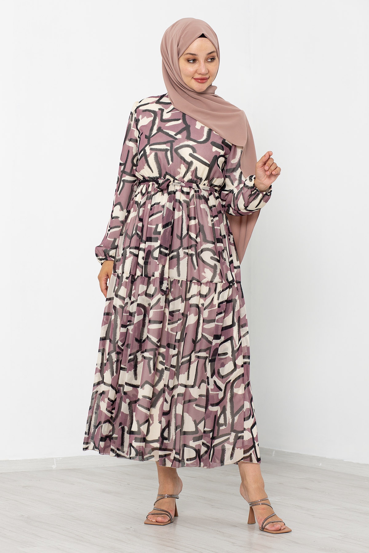 5624 Bb Elbise 44-52 Tbl - Pudra - 4