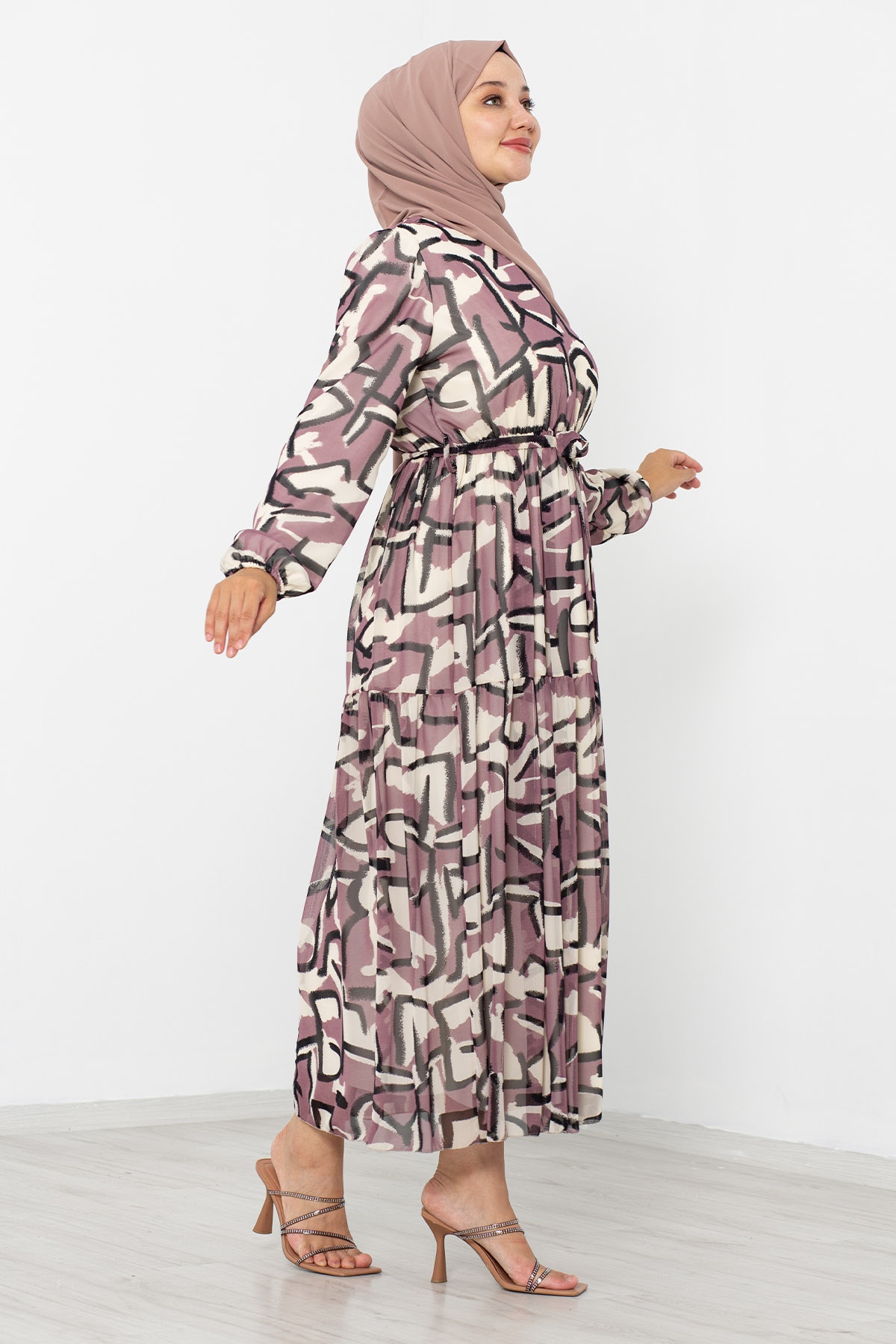 5624 Bb Elbise 44-52 Tbl - Pudra - 5