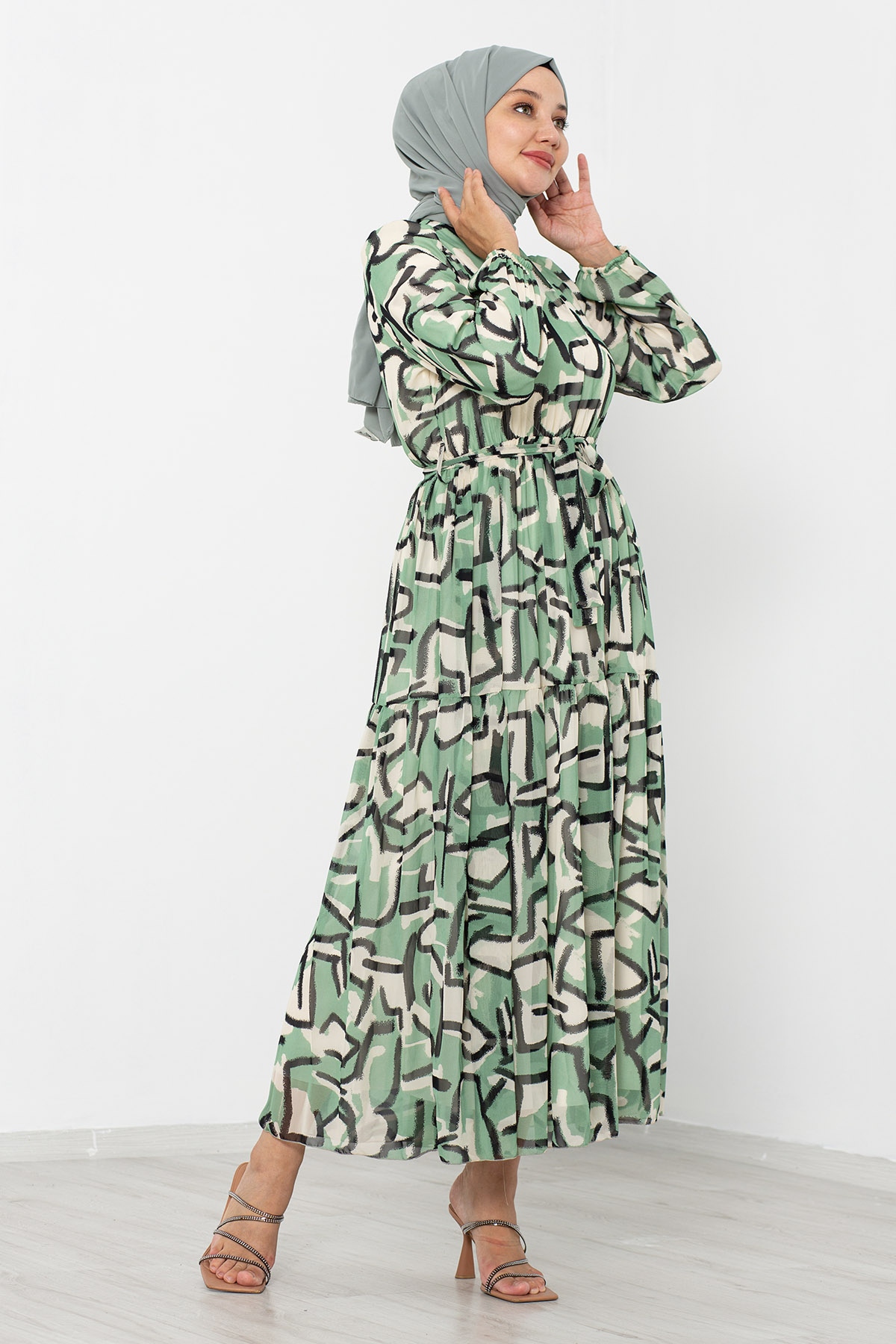 5624 Bb Elbise 44-52 Tbl - Yesil - 3