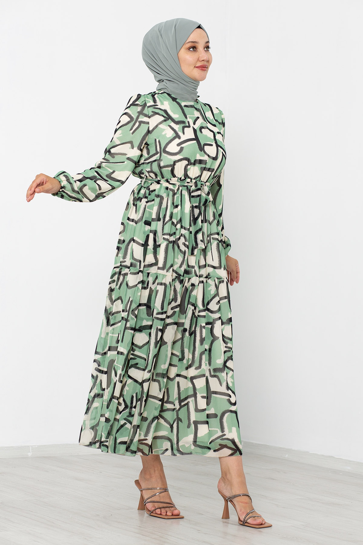 5624 Bb Elbise 44-52 Tbl - Yesil - 4