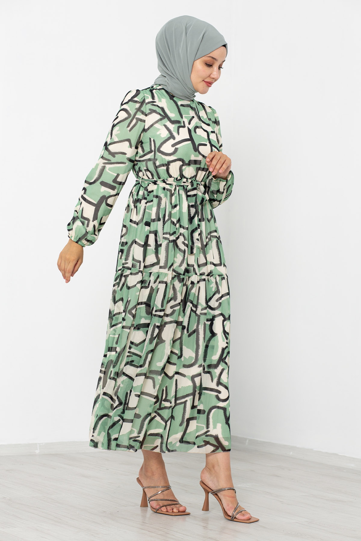 5624 Bb Elbise 44-52 Tbl - Yesil - 5