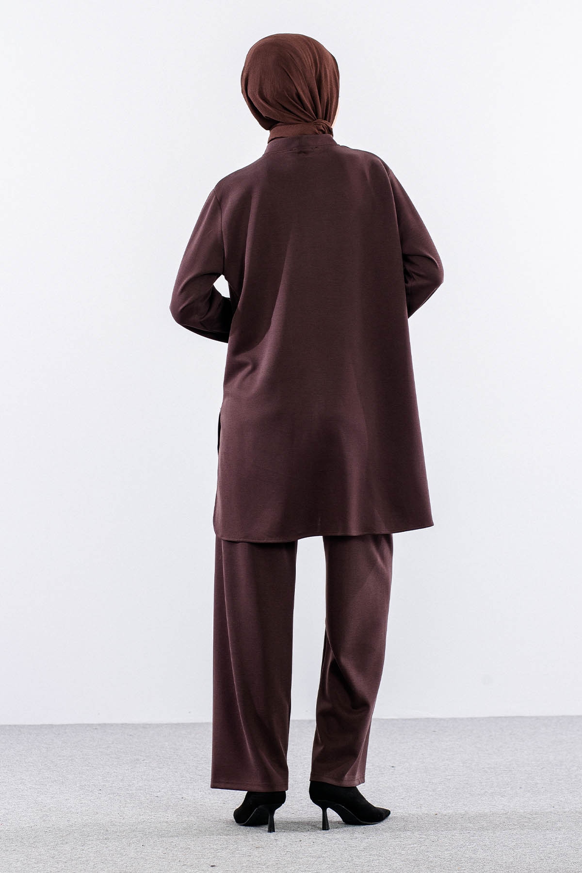 564 Takim 40-46 Dugme Detayli - Kahve - 4