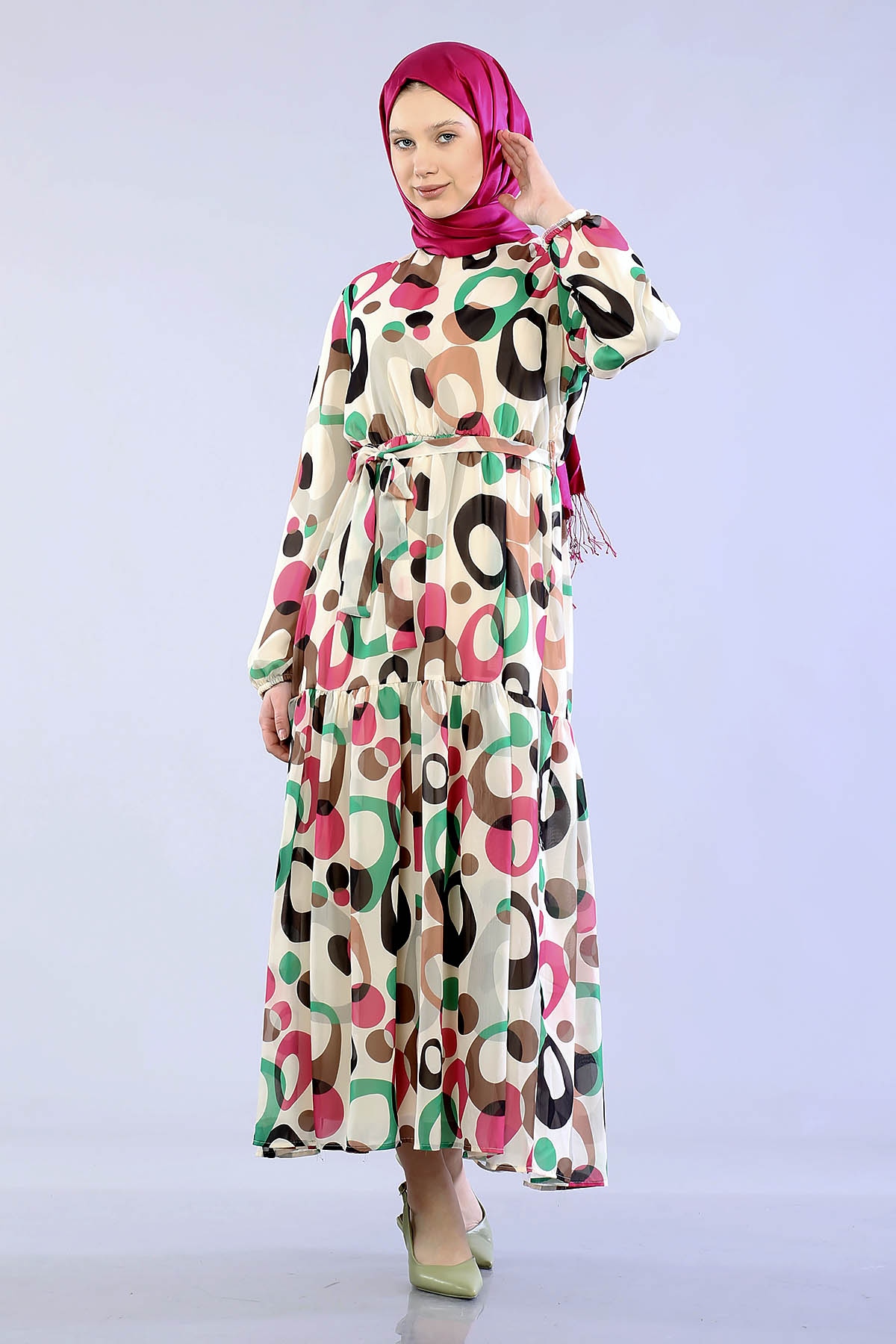 5665 Oval D. Elbise 38-46 - Fusya - 2