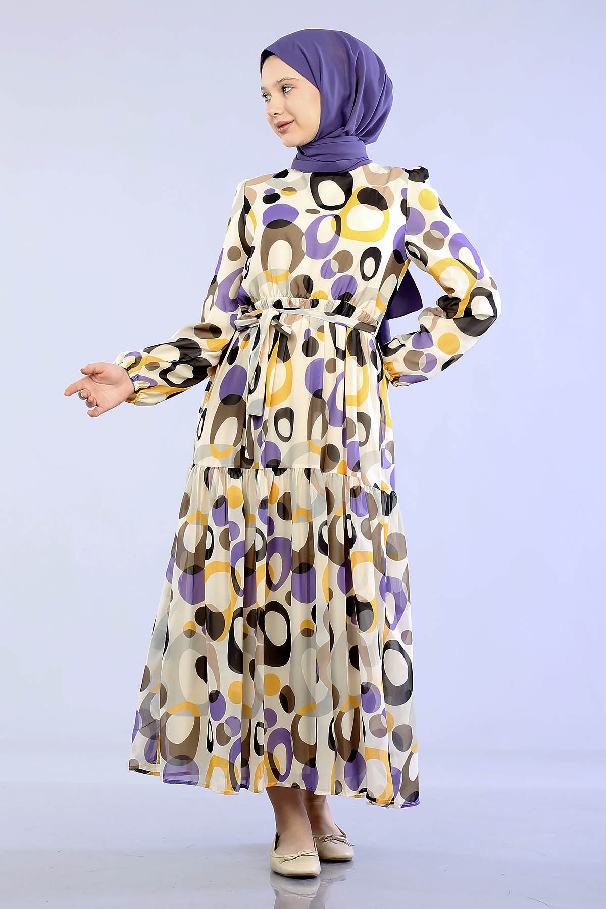 5665 Oval D. Elbise 38-46 - Mor - 1