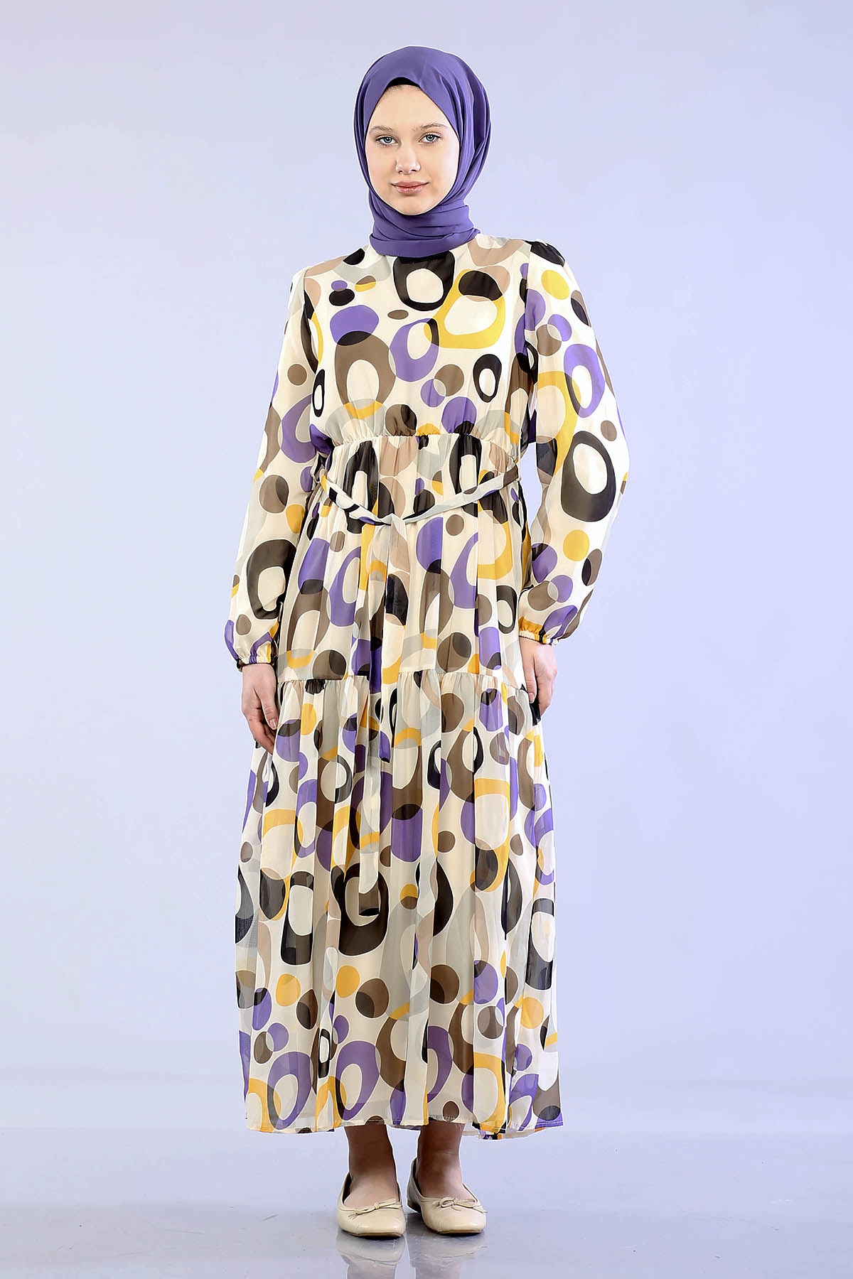 5665 Oval D. Elbise 38-46 - Mor - 2