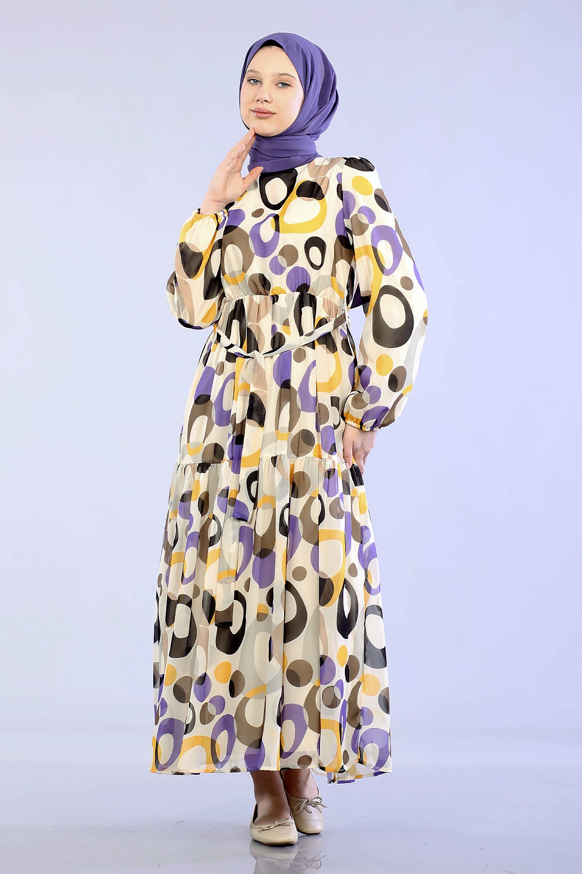 5665 Oval D. Elbise 38-46 - Mor - 3