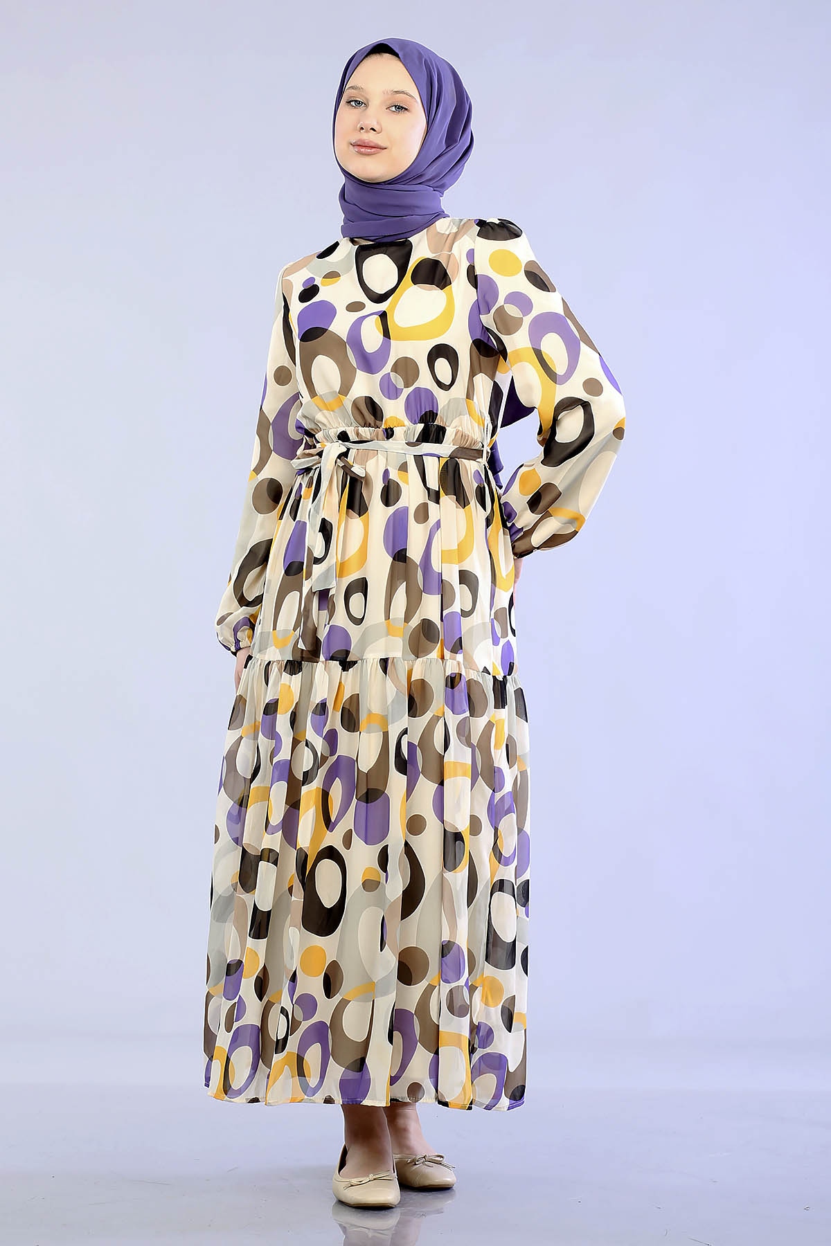 5665 Oval D. Elbise 38-46 - Mor - 4