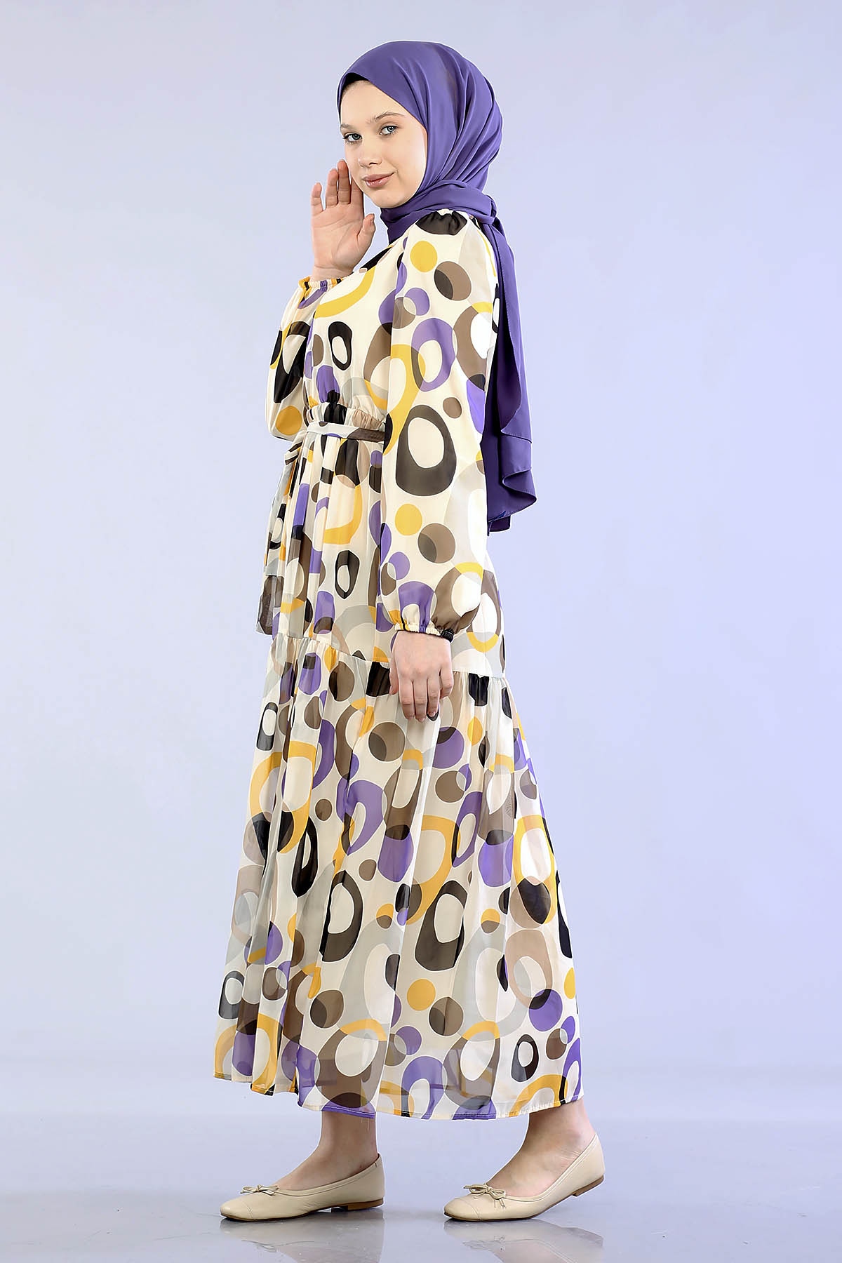 5665 Oval D. Elbise 38-46 - Mor - 5