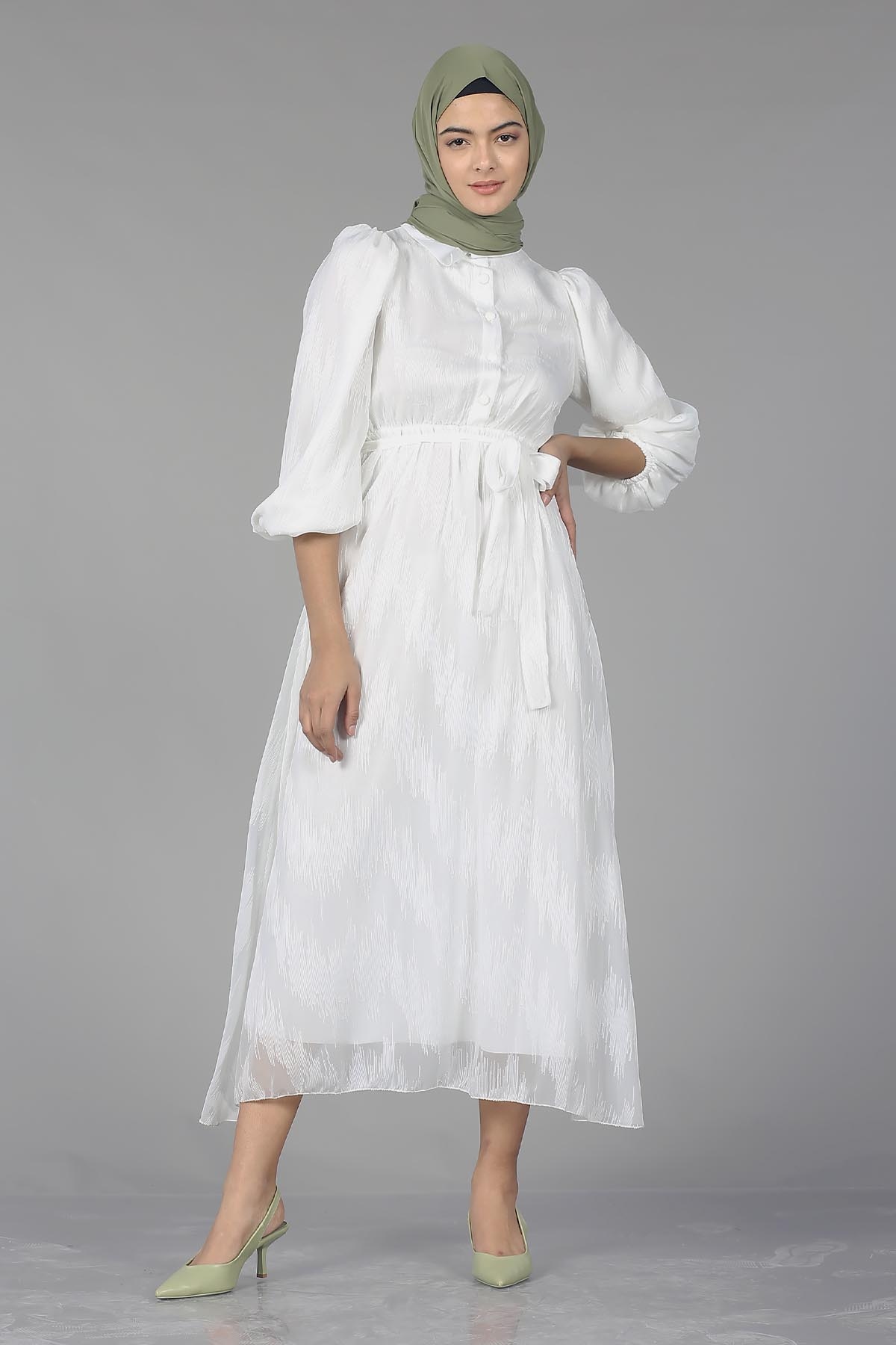 5667 Elbise 38-44 - Ekru - 1