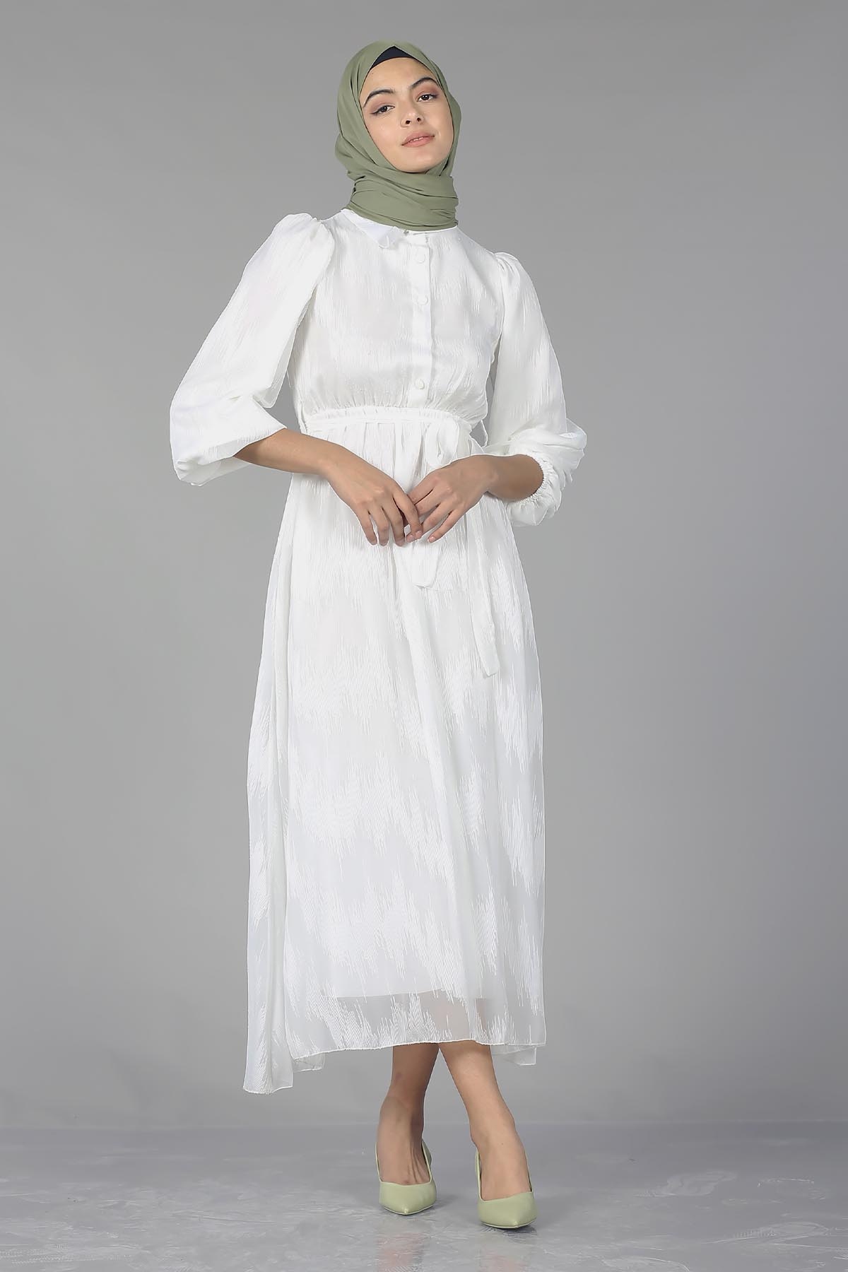 5667 Elbise 38-44 - Ekru - 2