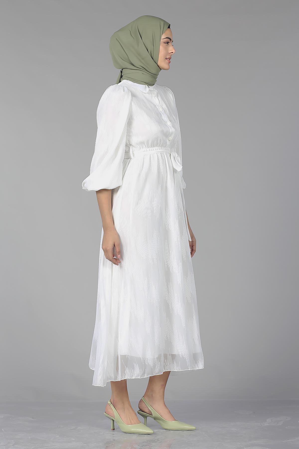 5667 Elbise 38-44 - Ekru - 3