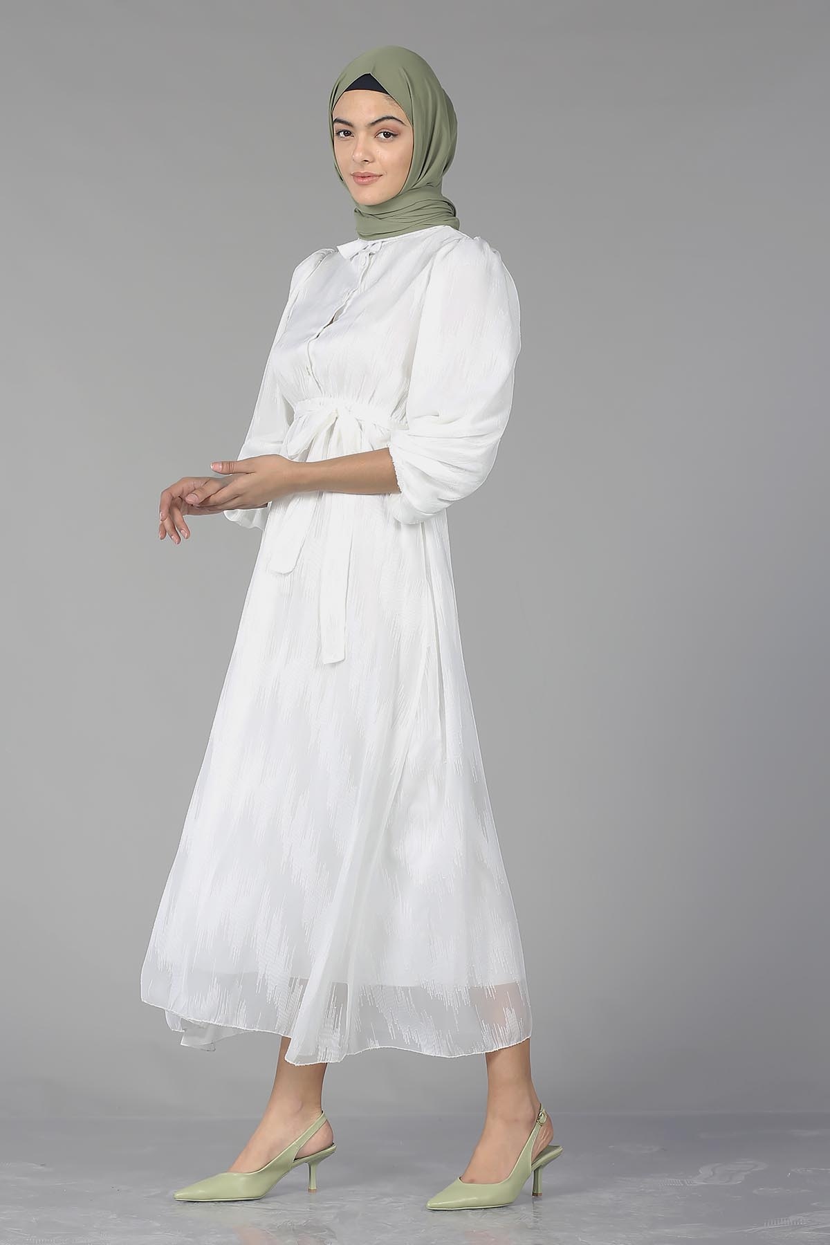 5667 Elbise 38-44 - Ekru - 4