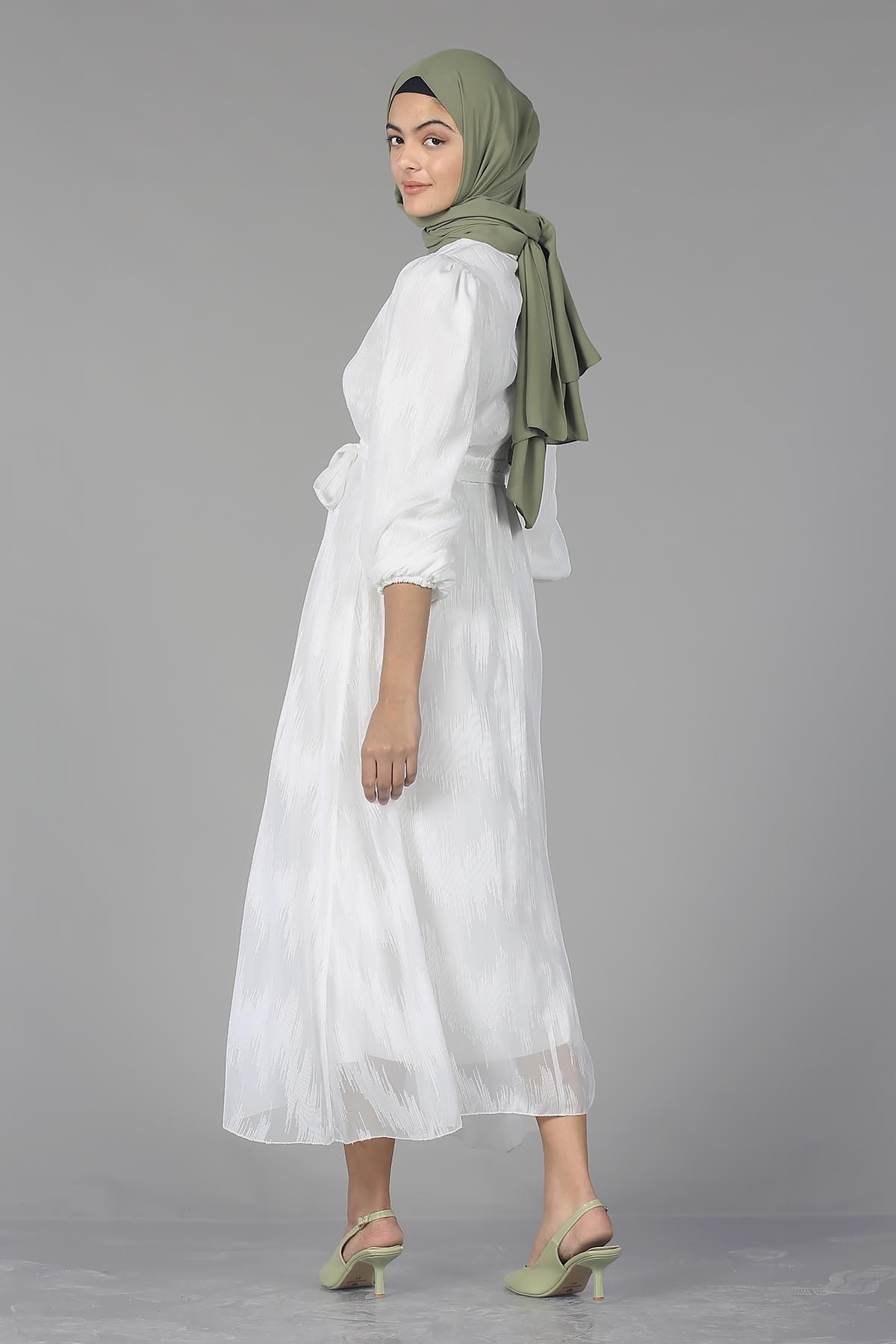 5667 Elbise 38-44 - Ekru - 5