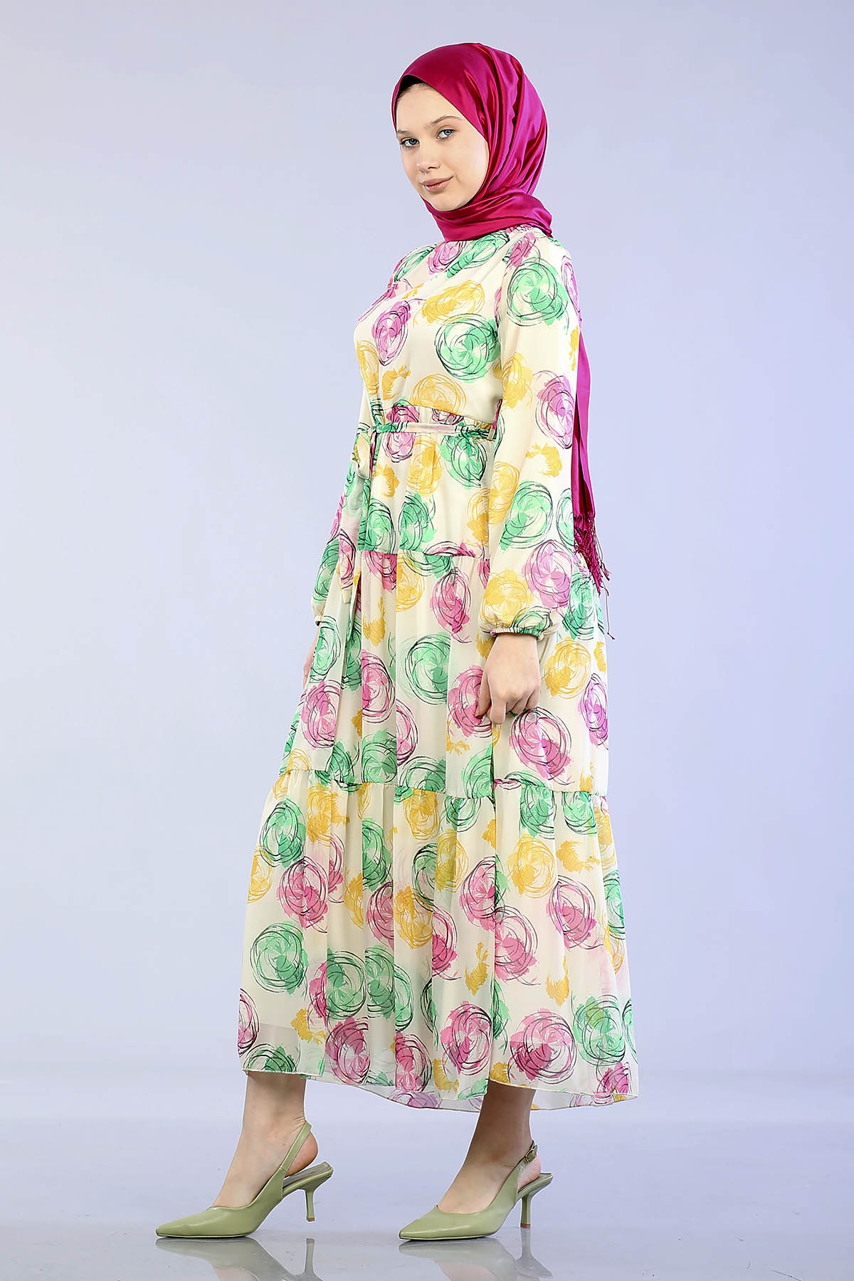 5671 O.çizgi Elbise 38-44 - Fusya - 4