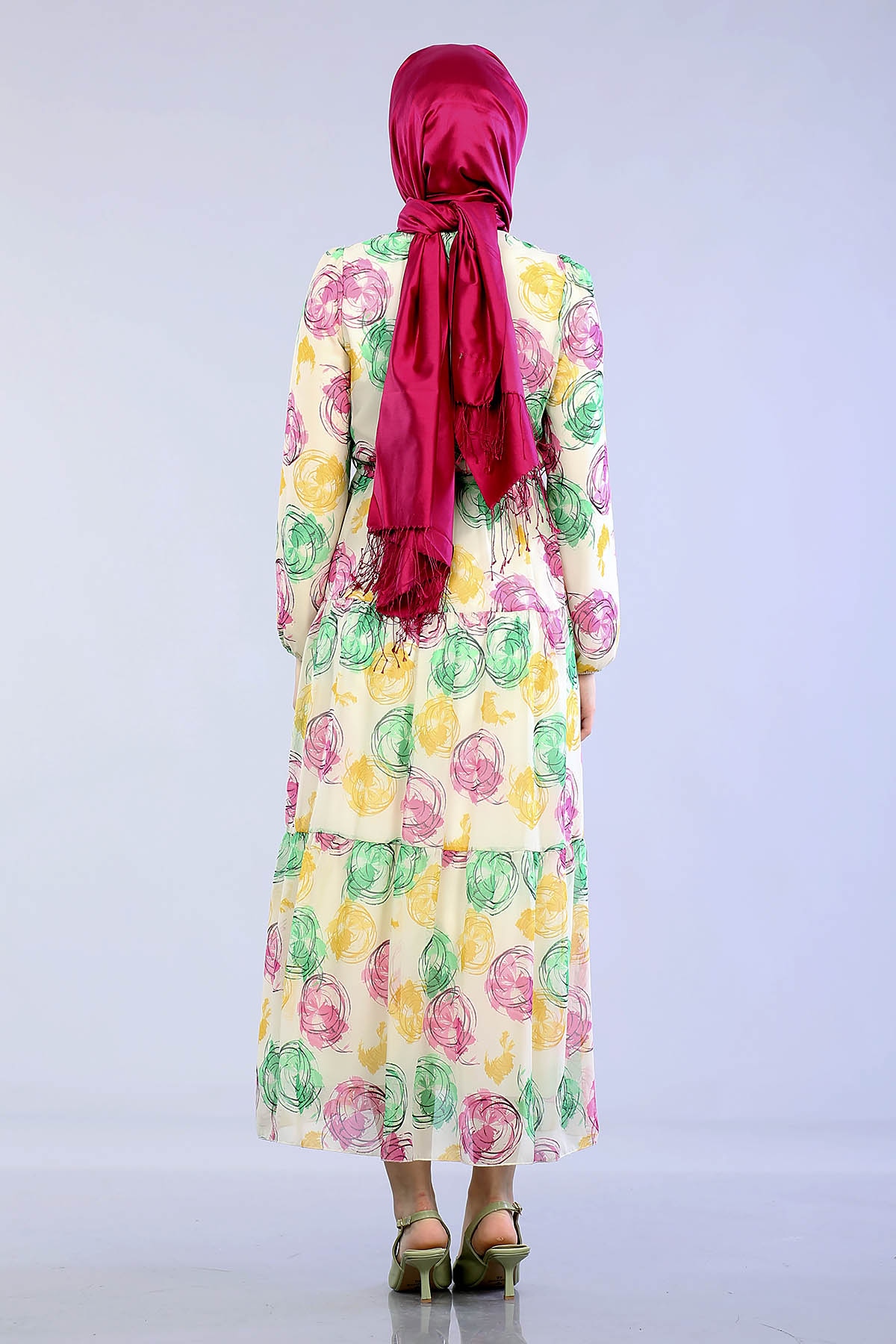 5671 O.çizgi Elbise 38-44 - Fusya - 5