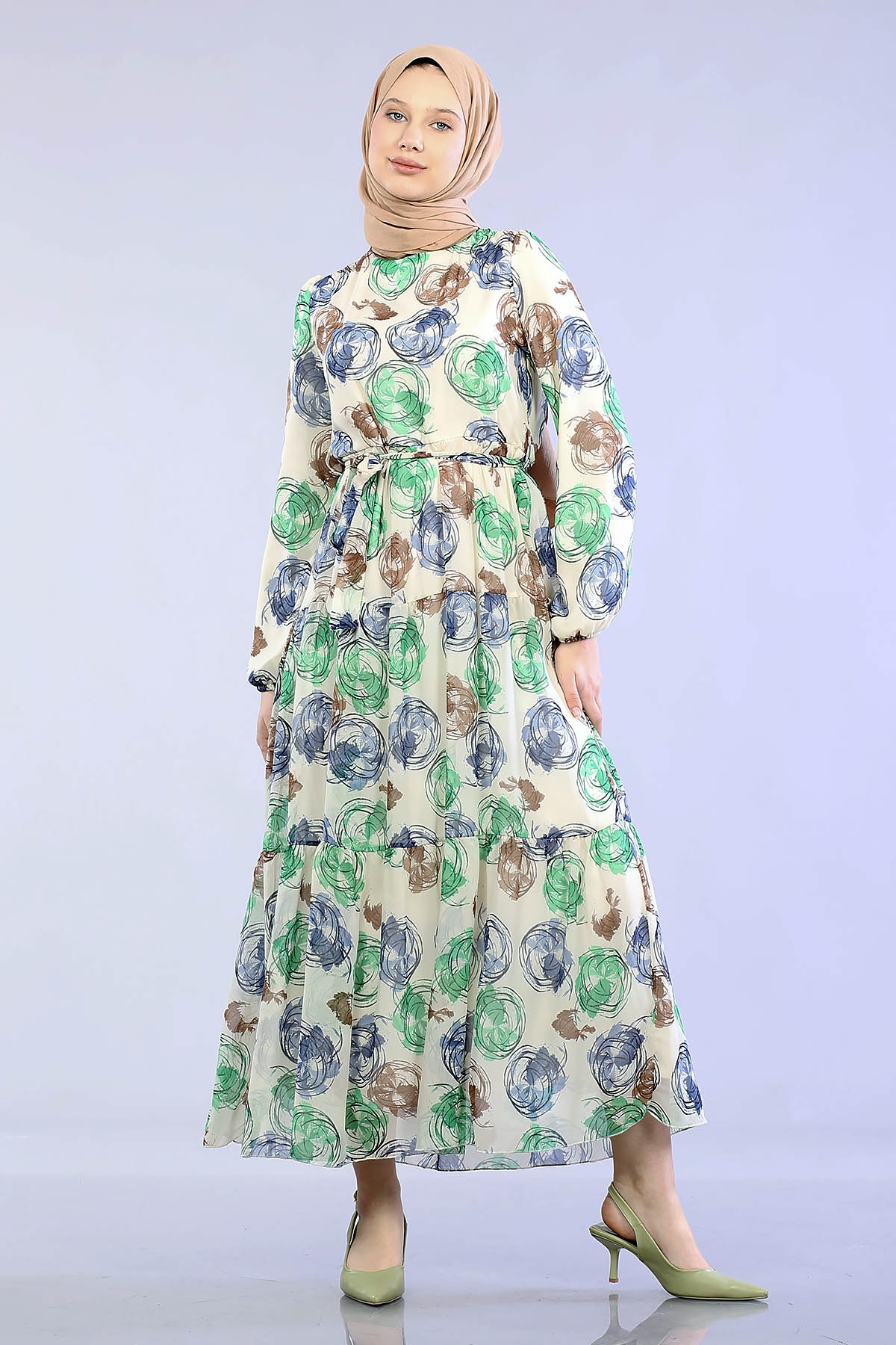 5671 O.çizgi Elbise 38-44 - Mavi - 2