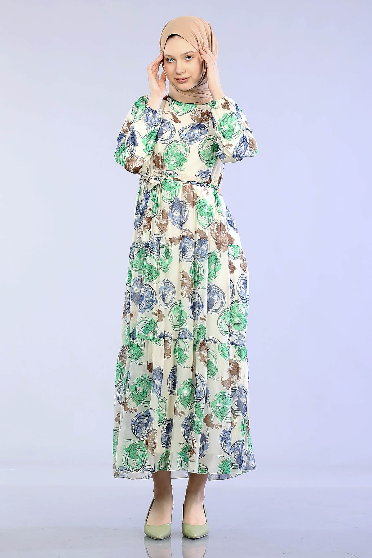 5671 O.çizgi Elbise 38-44 - Mavi - 3