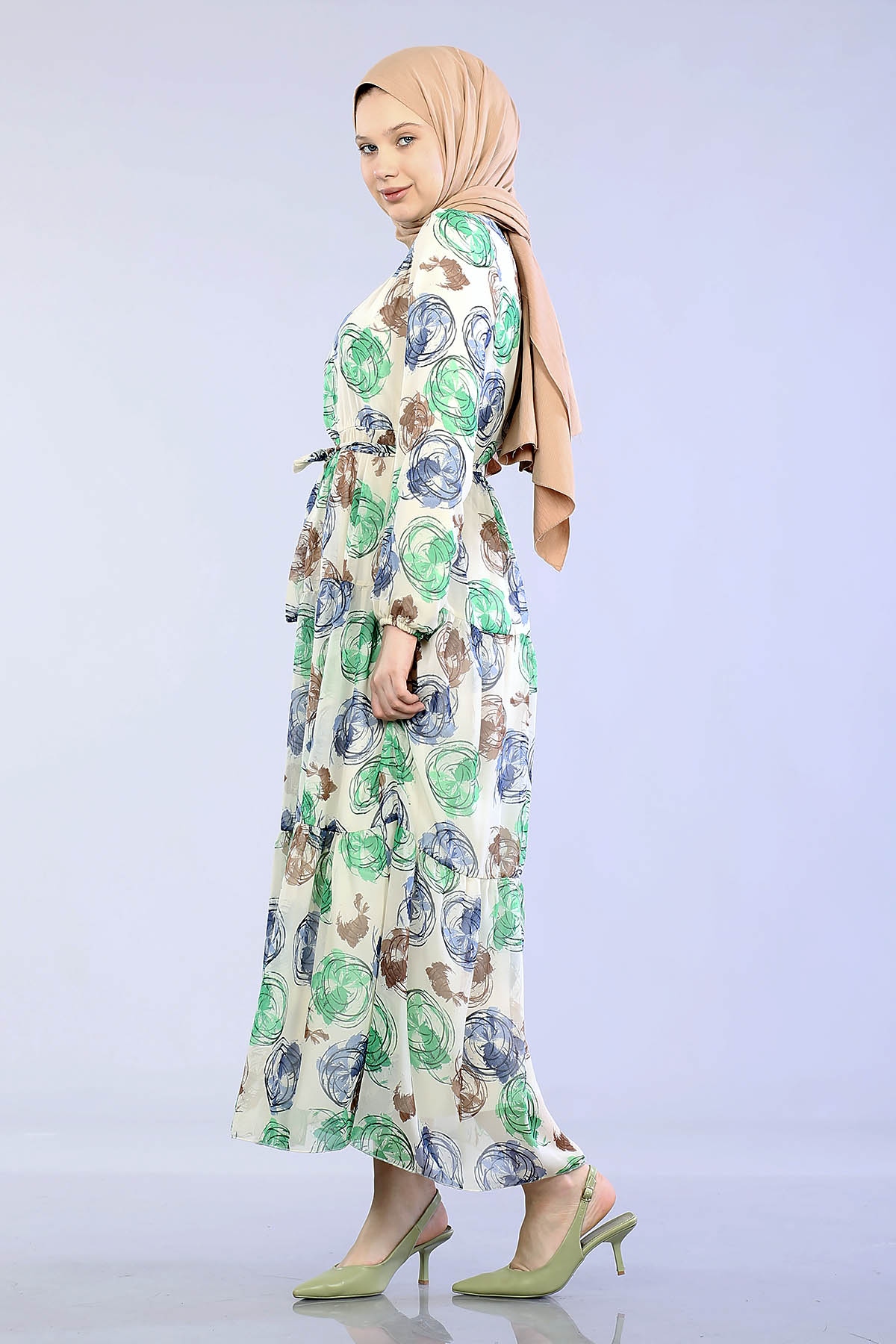 5671 O.çizgi Elbise 38-44 - Mavi - 4