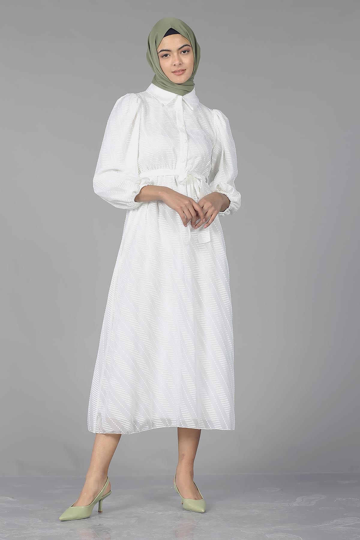 5683 Elbise 38-44 - Ekru - 1