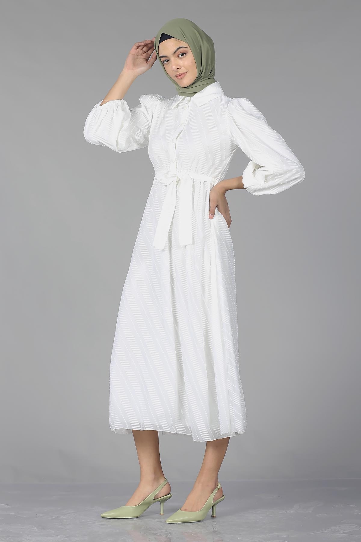 5683 Elbise 38-44 - Ekru - 3