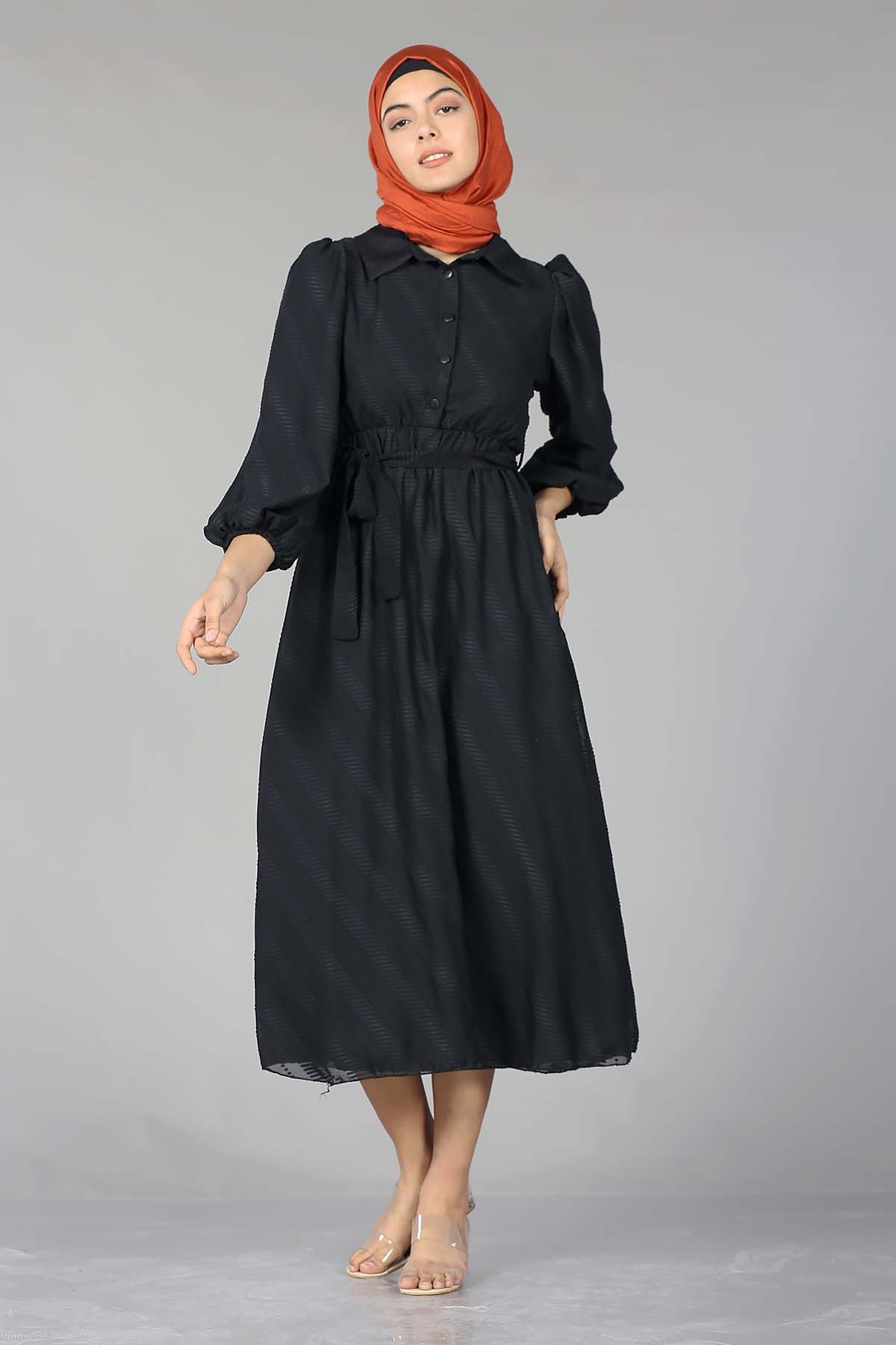 5683 Elbise 38-44 - Siyah - 2