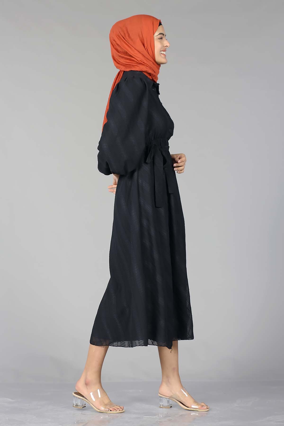 5683 Elbise 38-44 - Siyah - 3