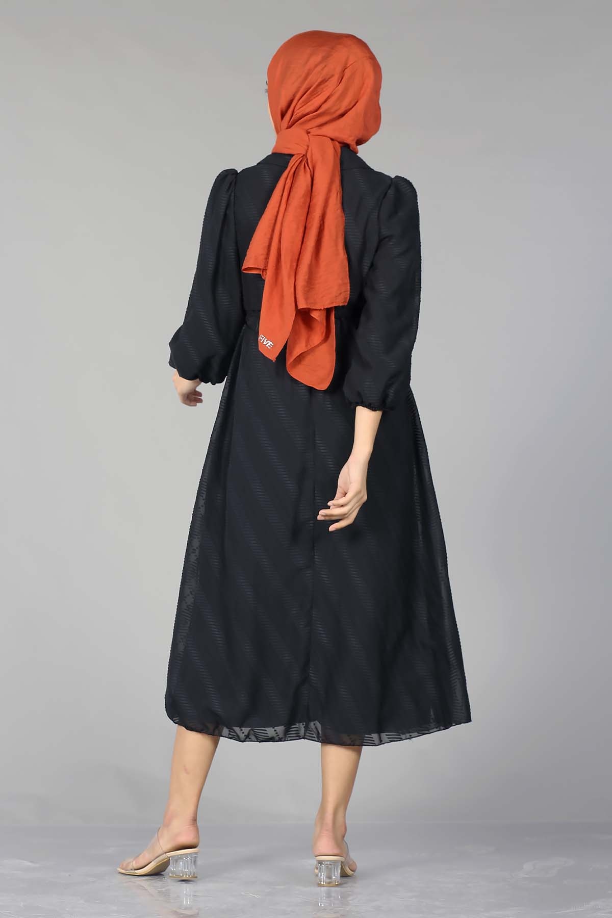 5683 Elbise 38-44 - Siyah - 4