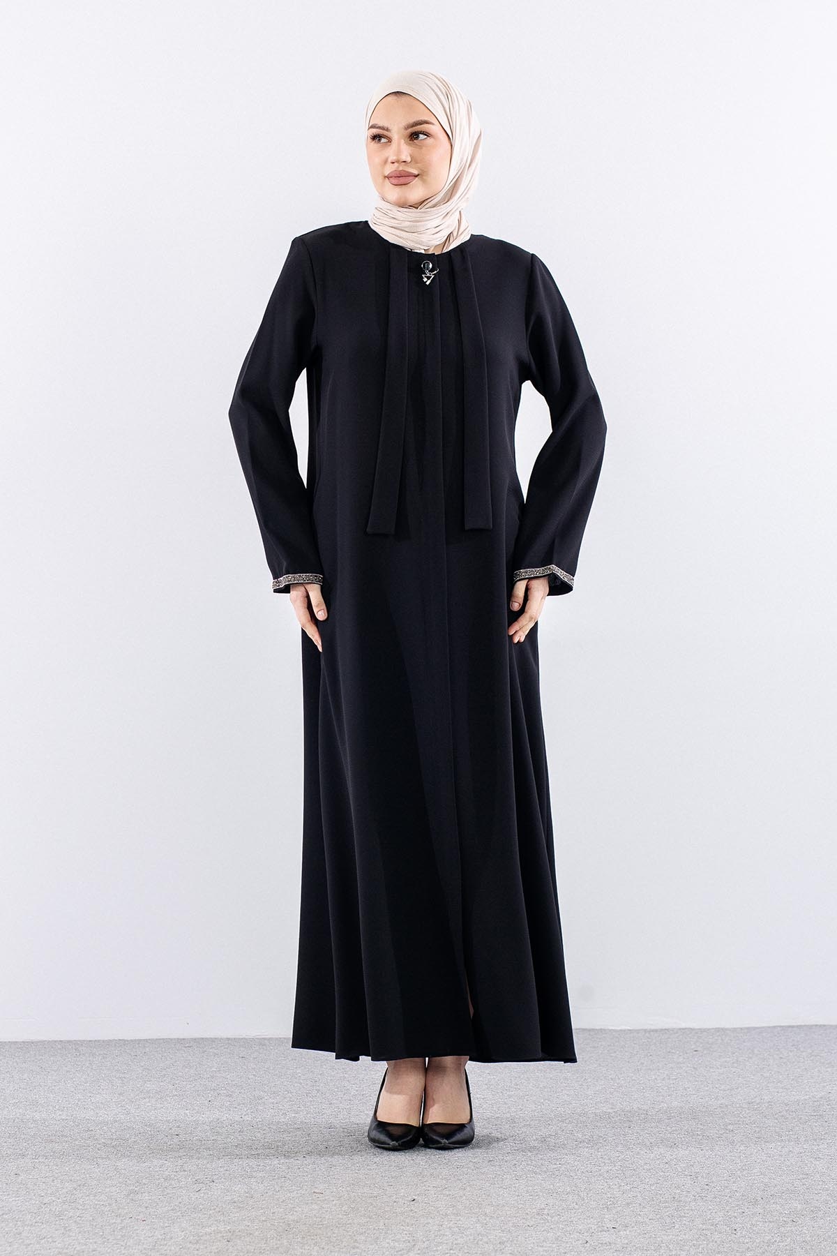 573 Ferace 46-56 Ayca Petek Kumas - Siyah - 1