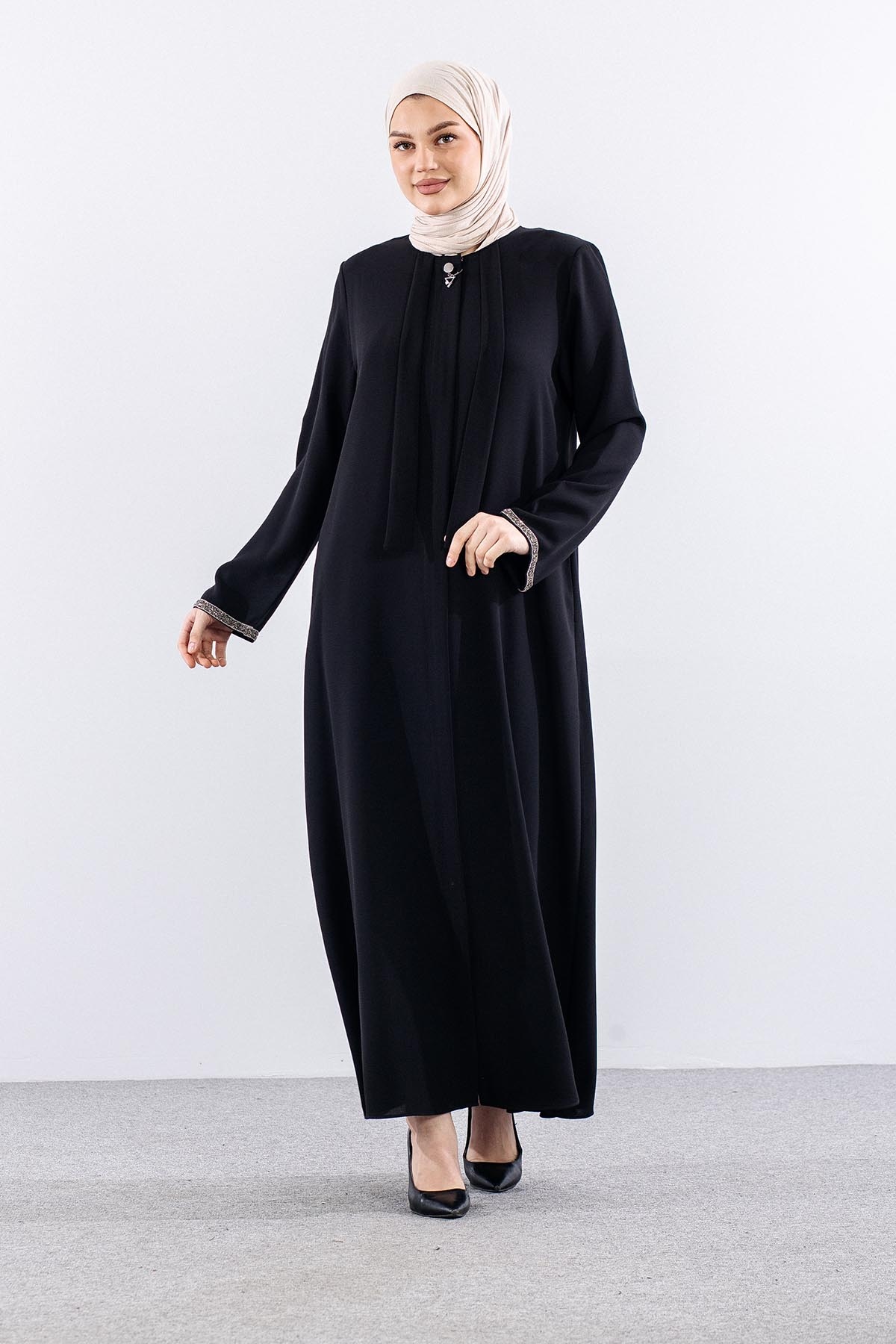 573 Ferace 46-56 Ayca Petek Kumas - Siyah - 2