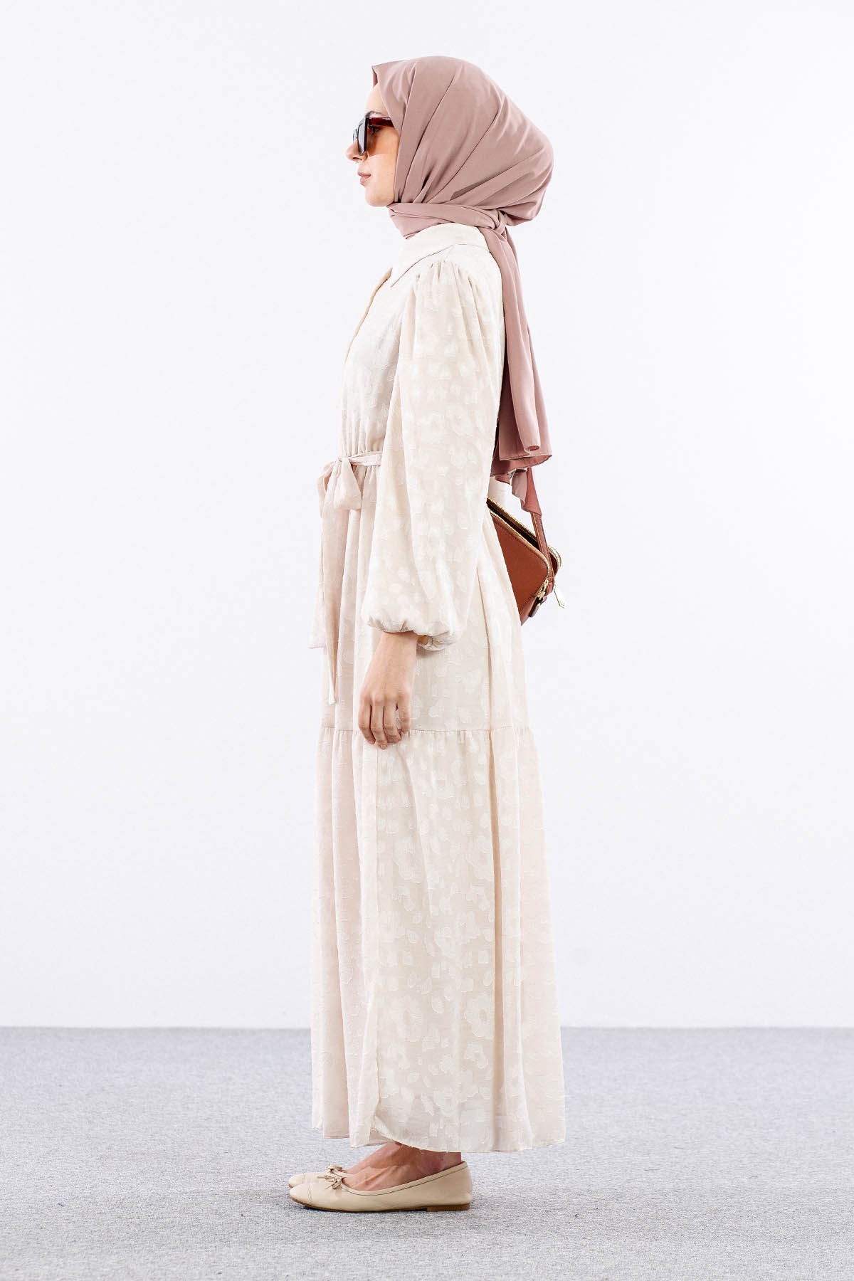 5830 Elbise 38-44 - Bej - 3