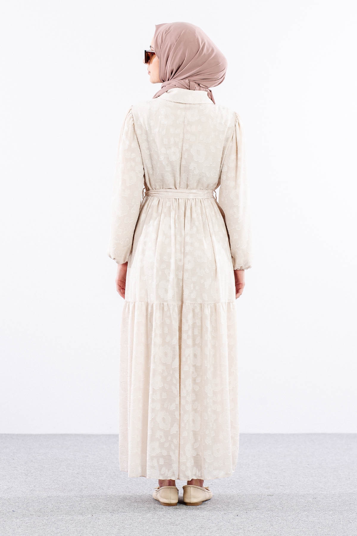 5830 Elbise 38-44 - Bej - 4