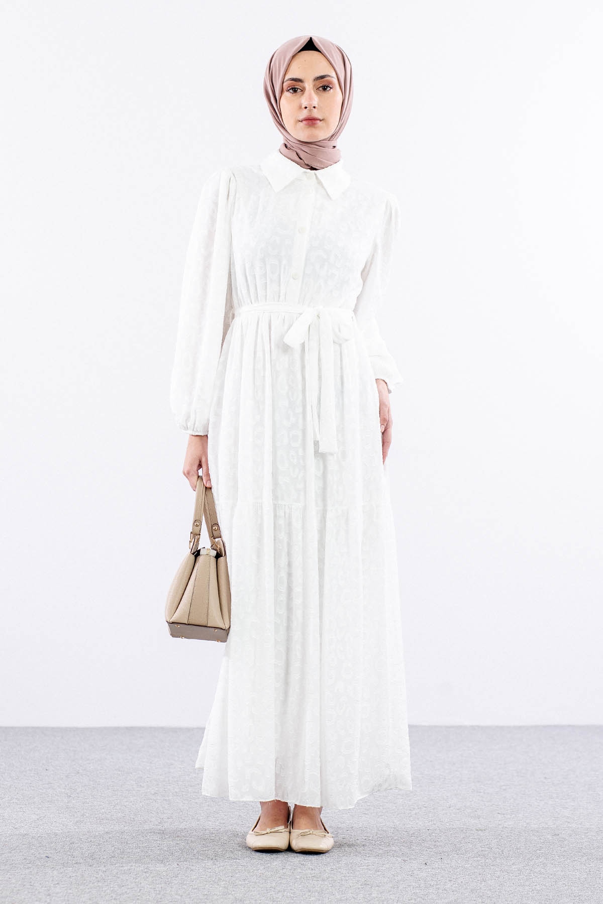 5830 Elbise 38-44 - Ekru - 1