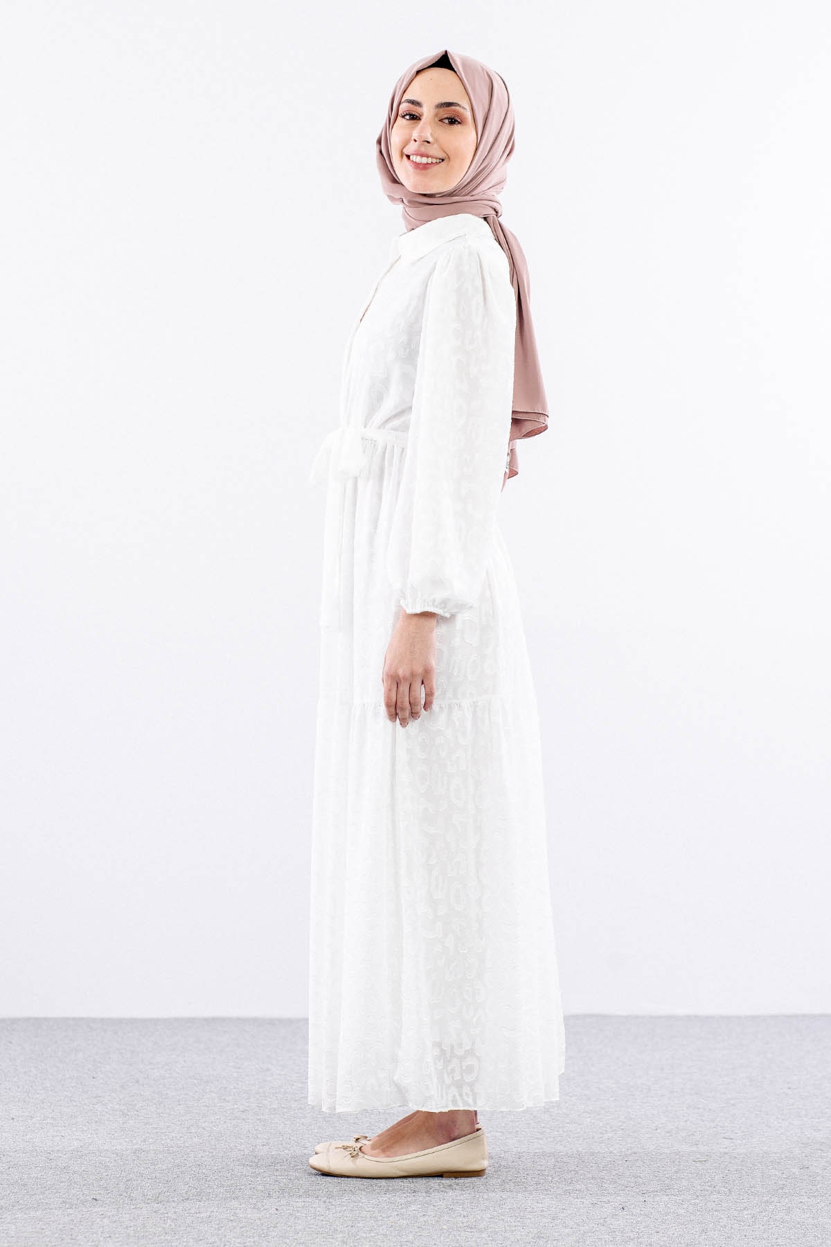 5830 Elbise 38-44 - Ekru - 3