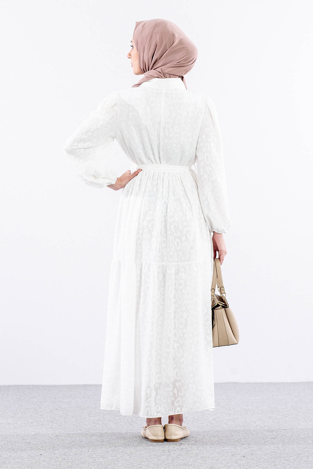 5830 Elbise 38-44 - Ekru - 5