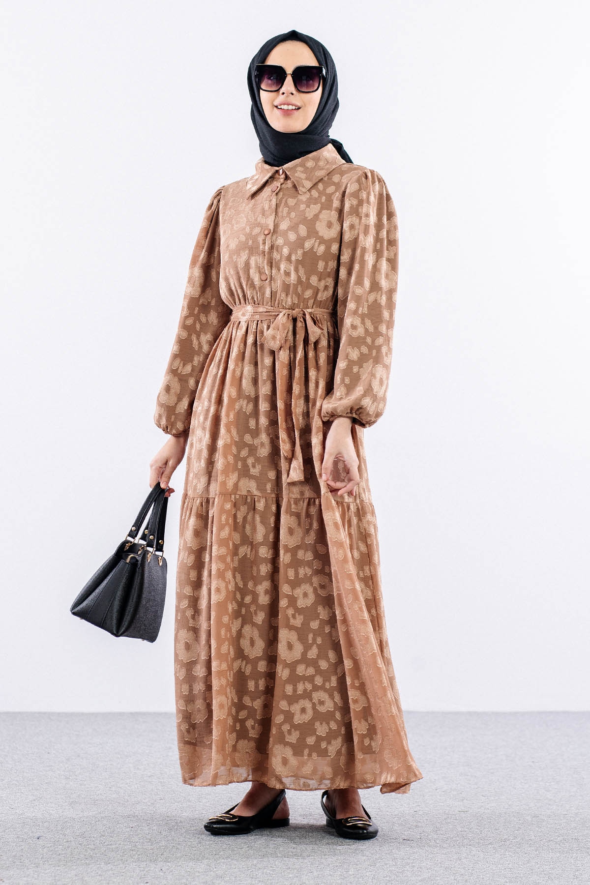 5830 Elbise 38-44 - Kahve - 1