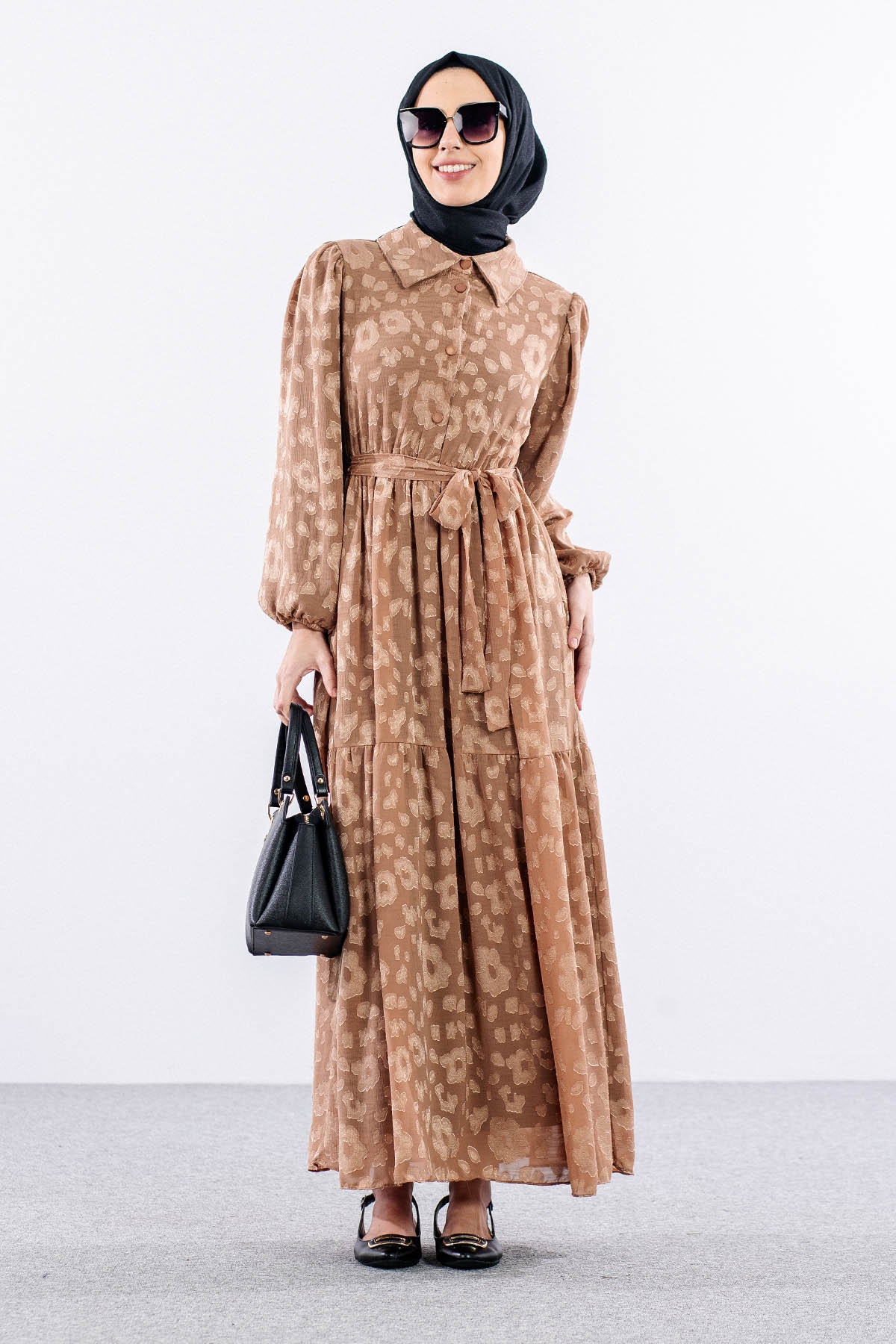 5830 Elbise 38-44 - Kahve - 2