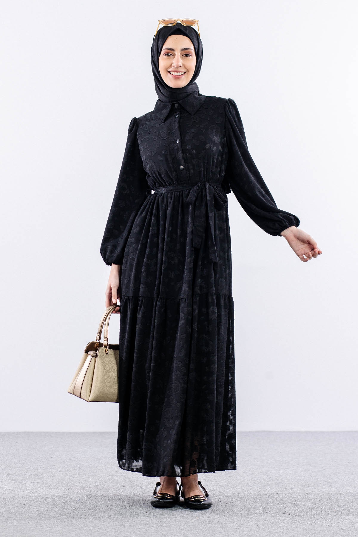 5830 Elbise 38-44 - Siyah - 4