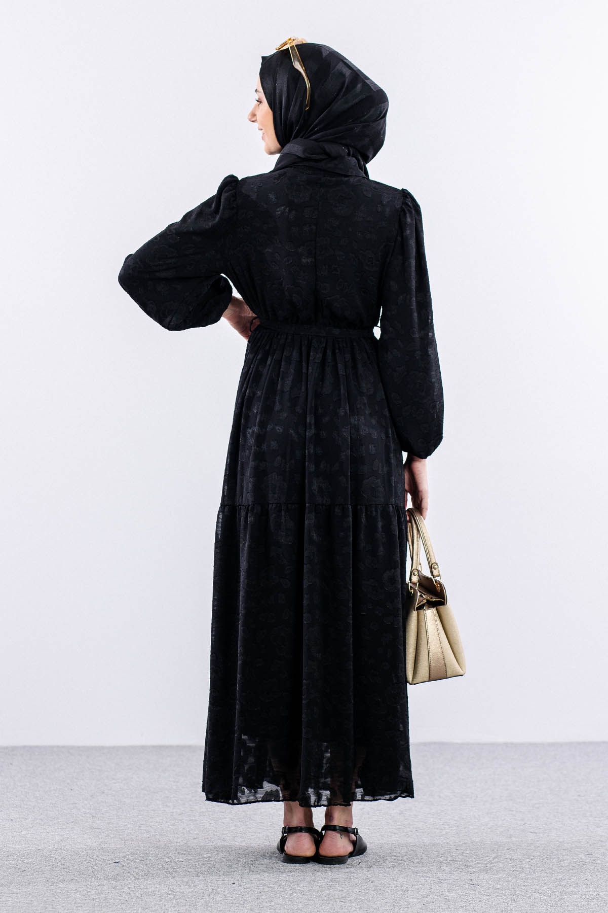 5830 Elbise 38-44 - Siyah - 6