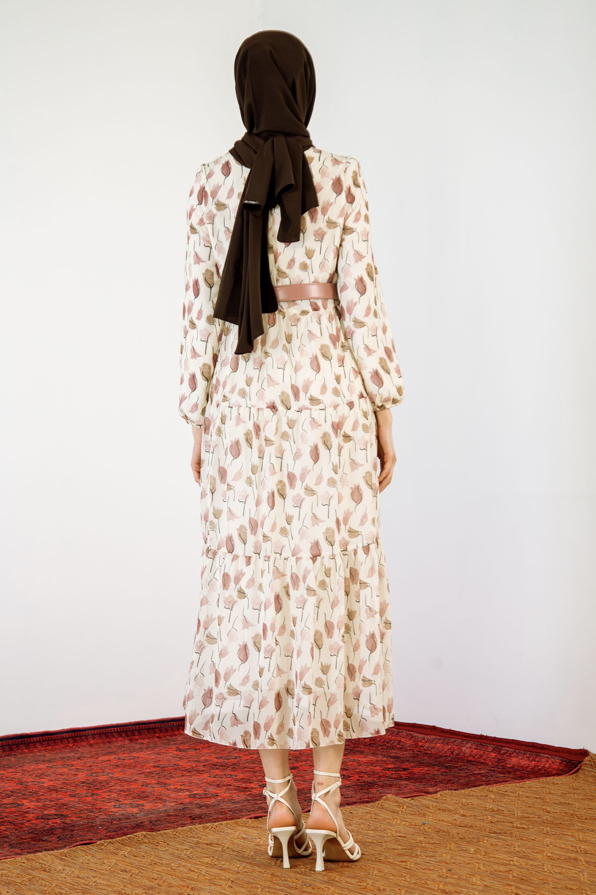 5840 Lale Des. Elbise 38-44 - Pudra - 4