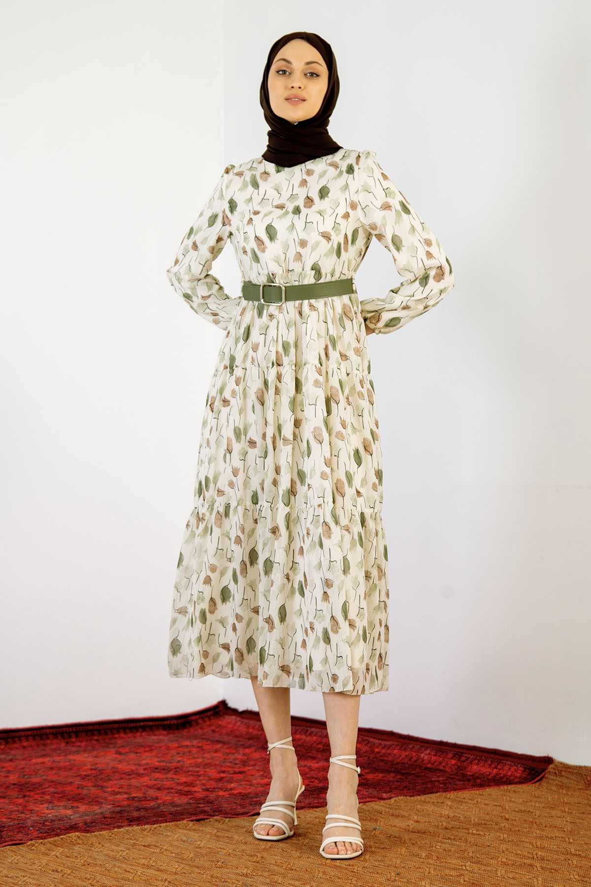 5840 Lale Des. Elbise 38-44 - Yesil - 1