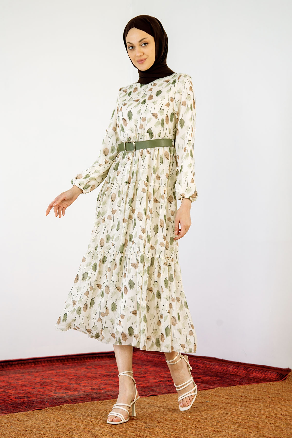 5840 Lale Des. Elbise 38-44 - Yesil - 2