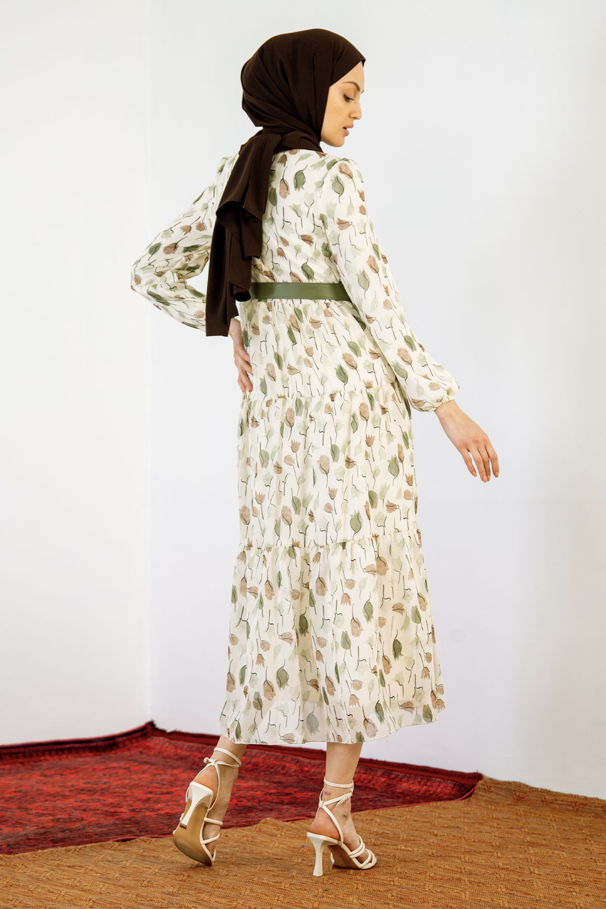 5840 Lale Des. Elbise 38-44 - Yesil - 4